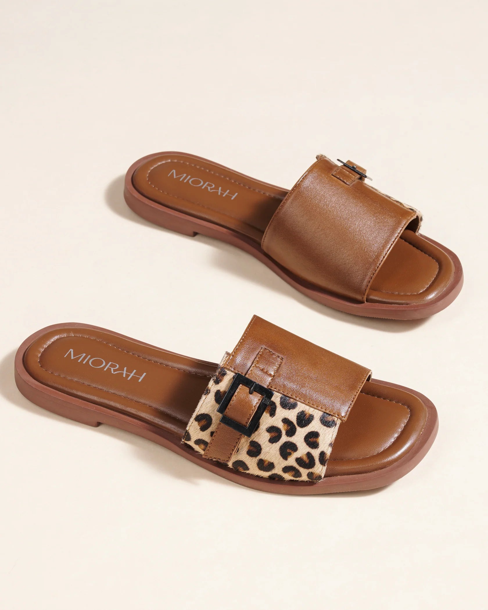 MIA Premium Leather Cushioned Flat Summer Buckled Sliders - The Heels India