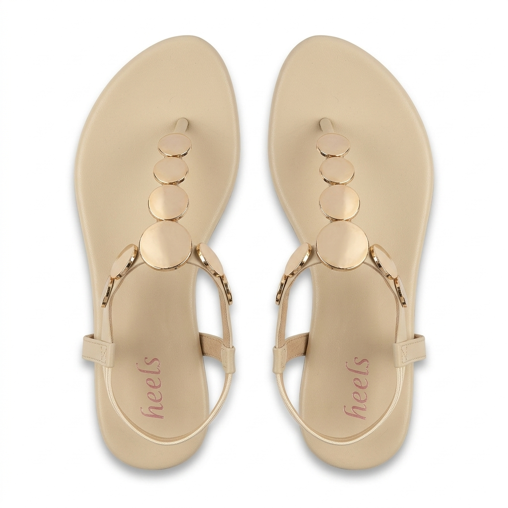 Erica Metallic Sphere Back Elastic Wedge Sandals
