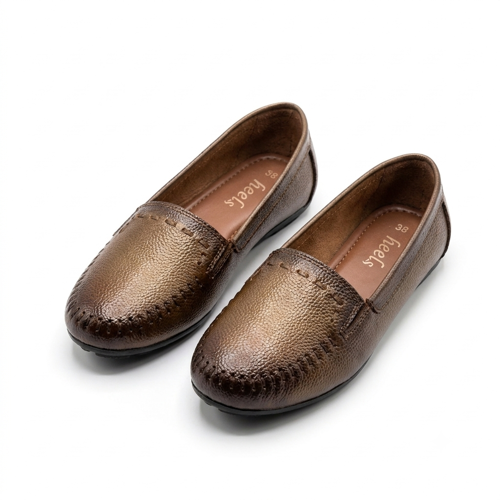 Lizzy 3.0 Leather Classic Ballerinas in Rust - The Heels India