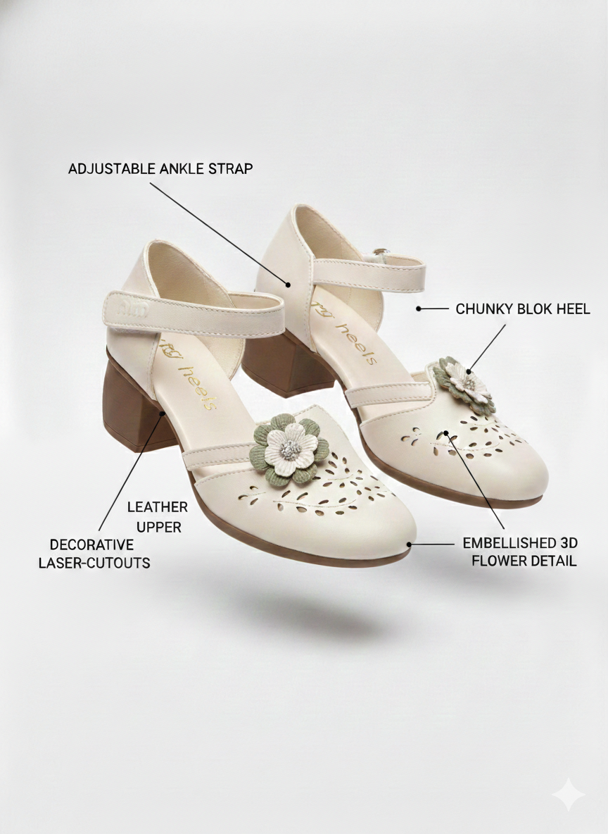 Melrose Premium Leather Perforated Ankle Strap Summer Sandals - The Heels India