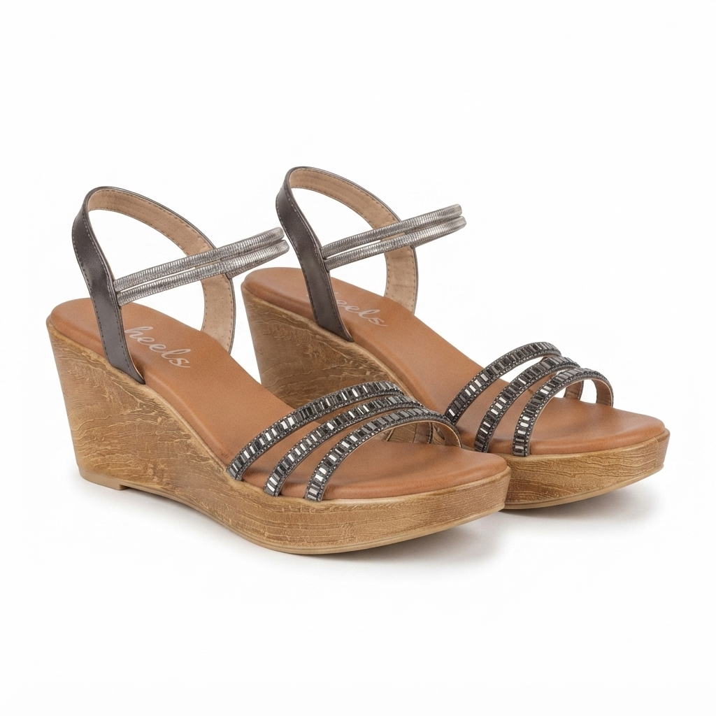 Fiza Bling Peep Toe Wedge Sandals