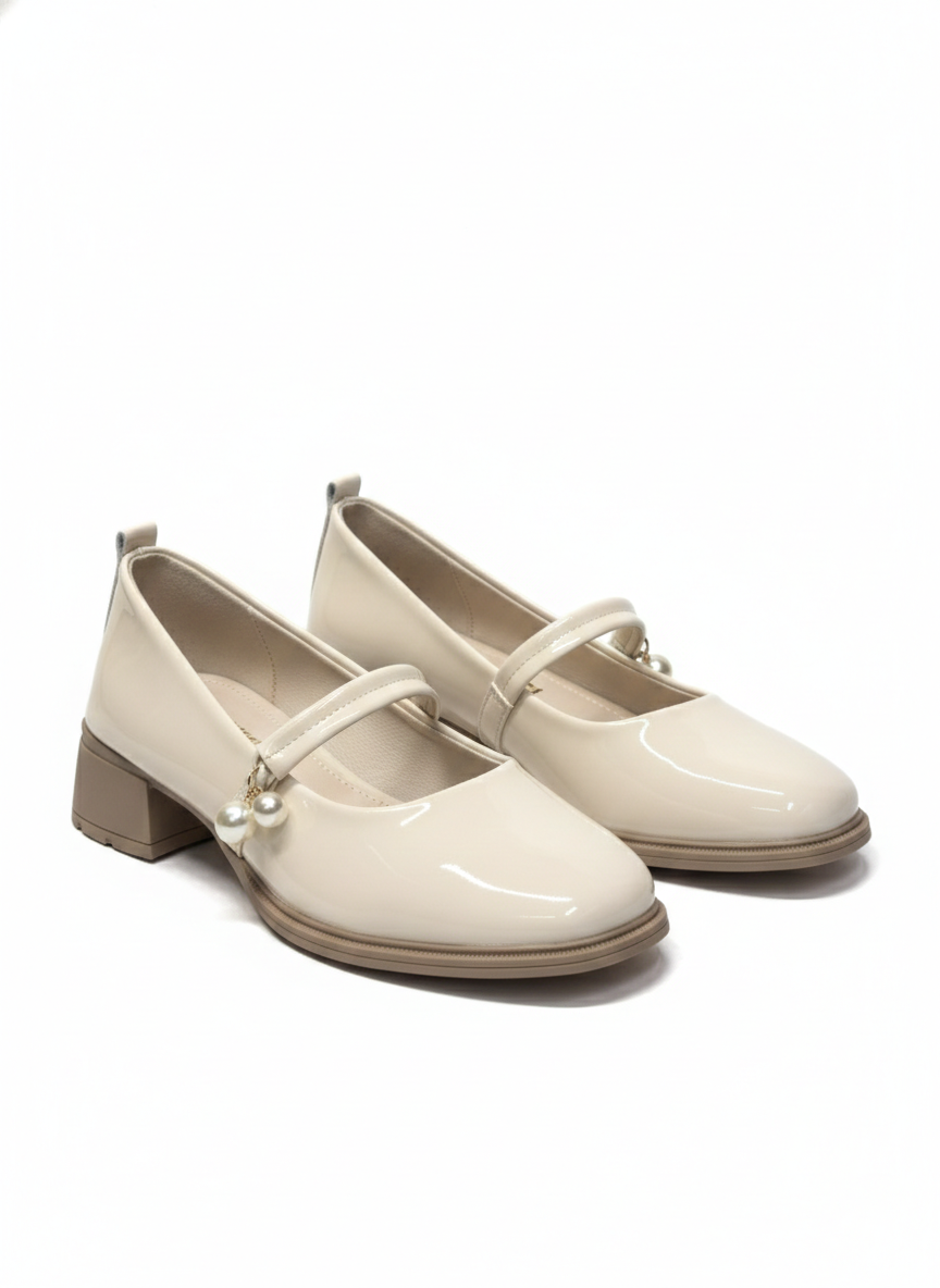 Pearl Premium Patent Mary Jane Block Heels - The Heels India