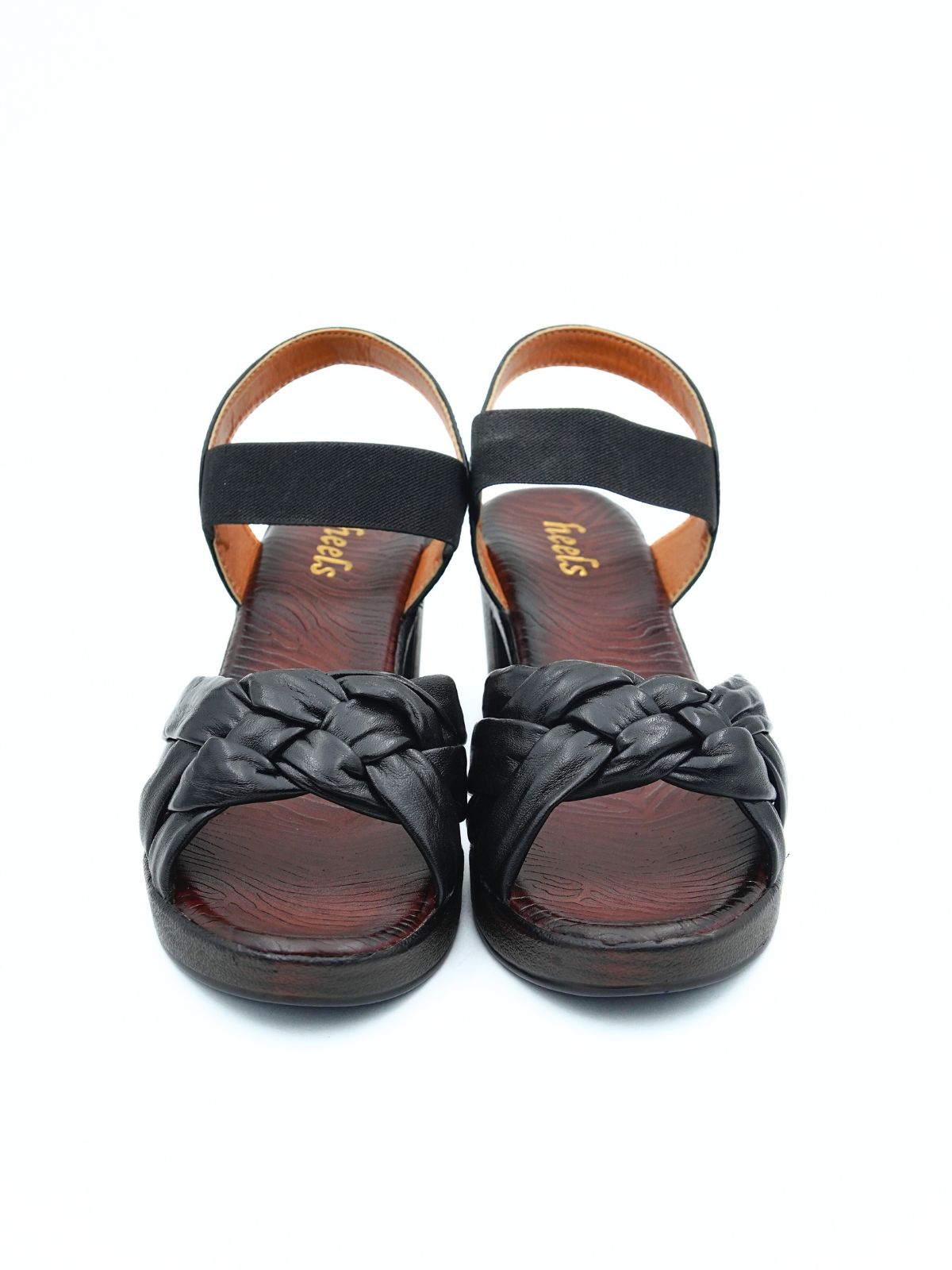 Yeezu Leather Knot Block Heels