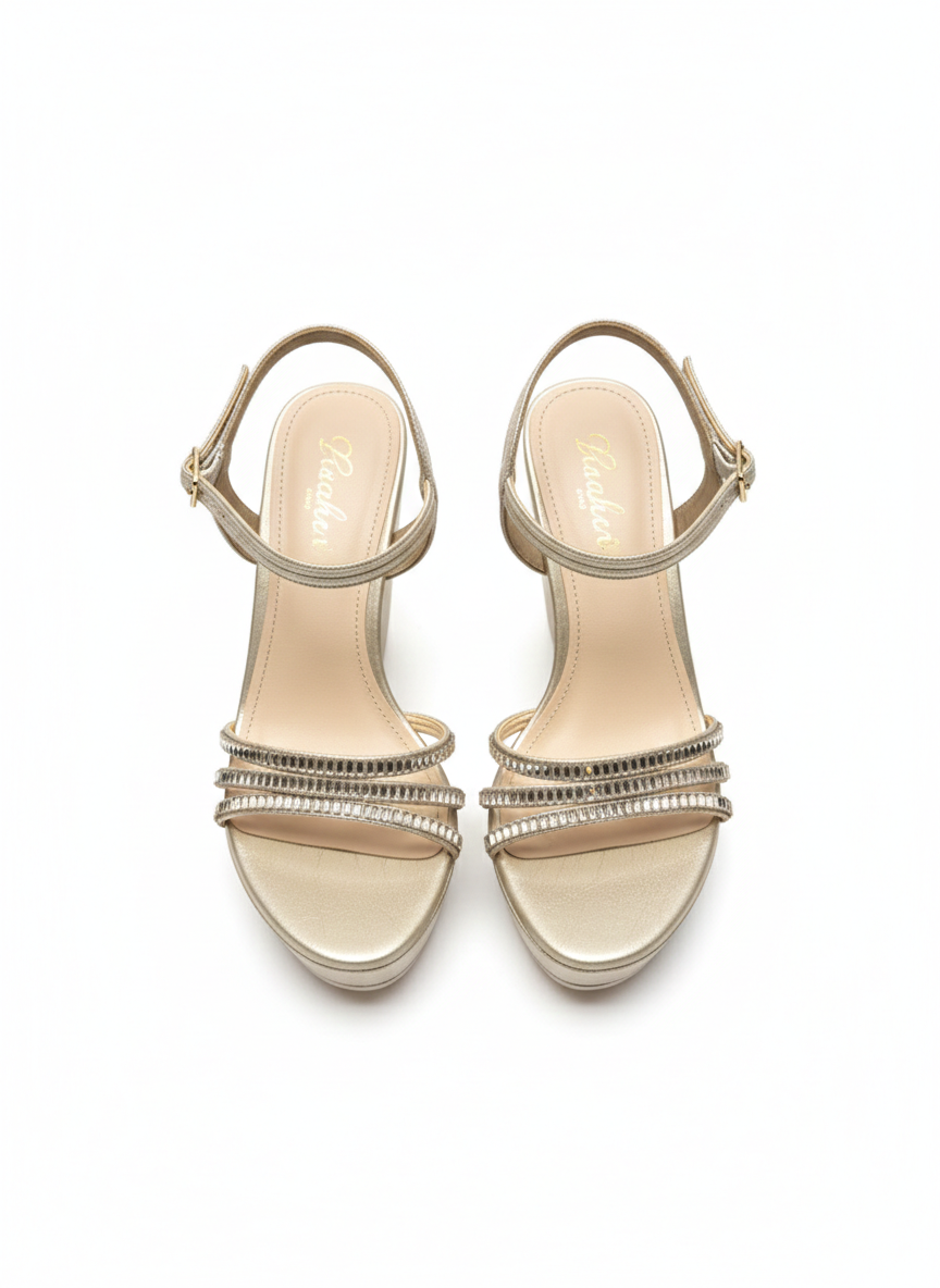 Noor Bling Back Elastic Wedge Platform Heels - The Heels India