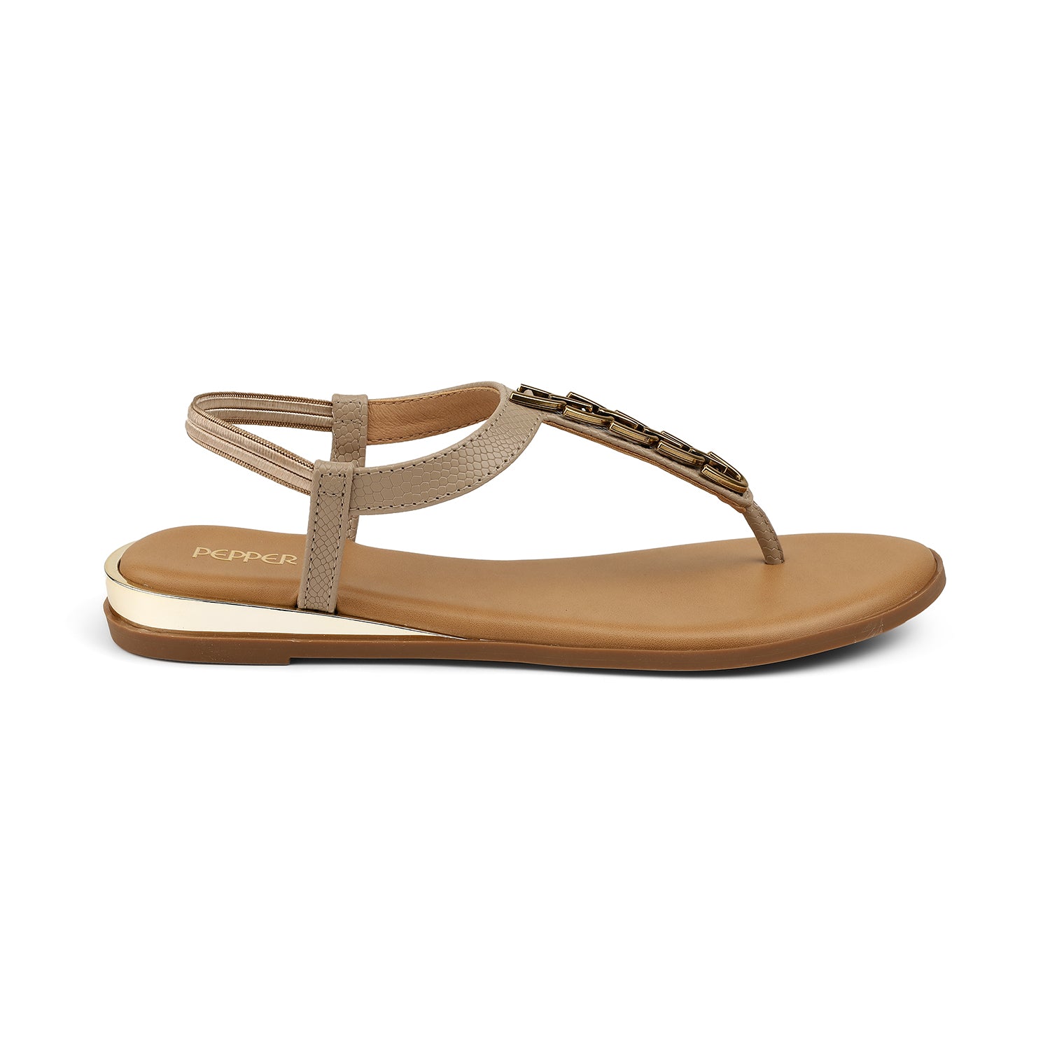 Diana Metallic Back Elastic Flat Sandals - The Heels India