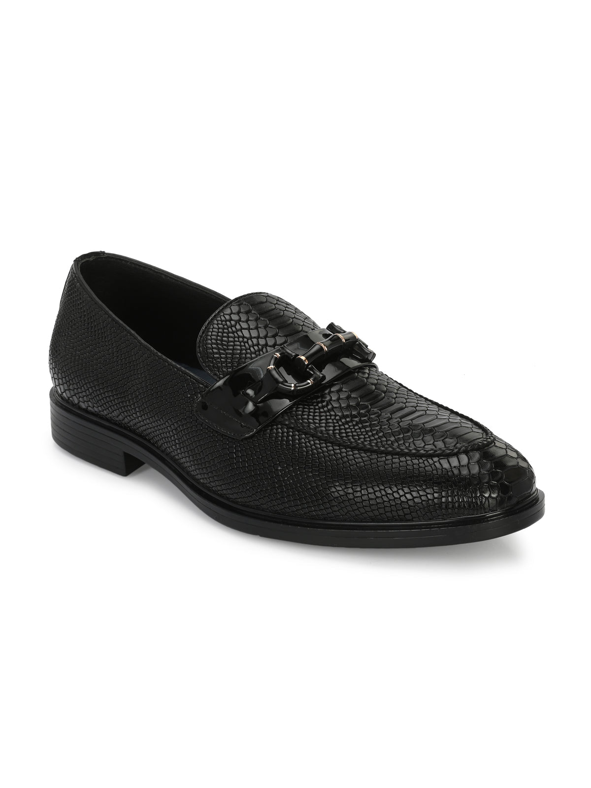 Oliver Textured Leather Buckle Loafers