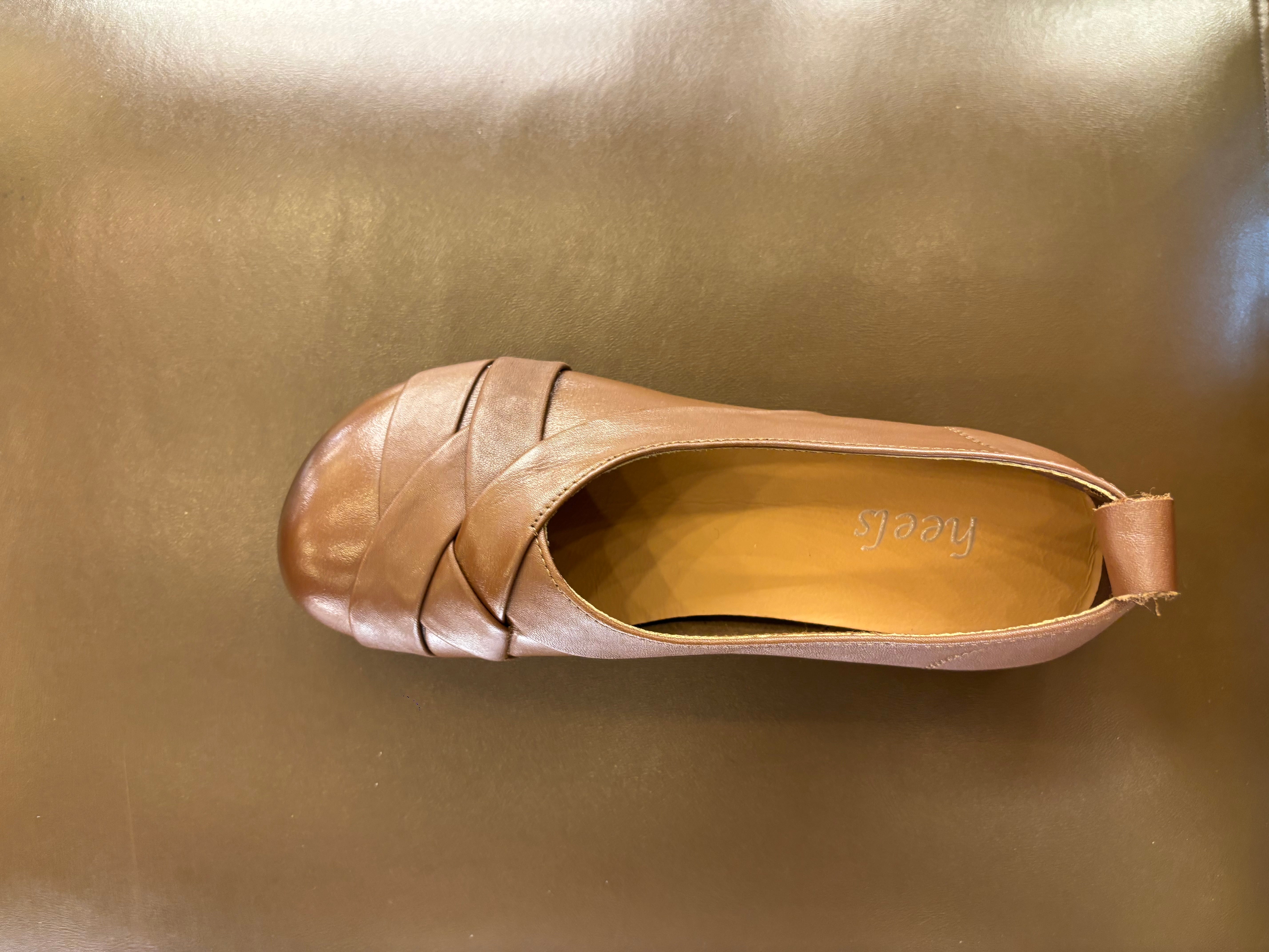 Audrey Premium Leather CrissCross Flat Cushioned Ballerinas