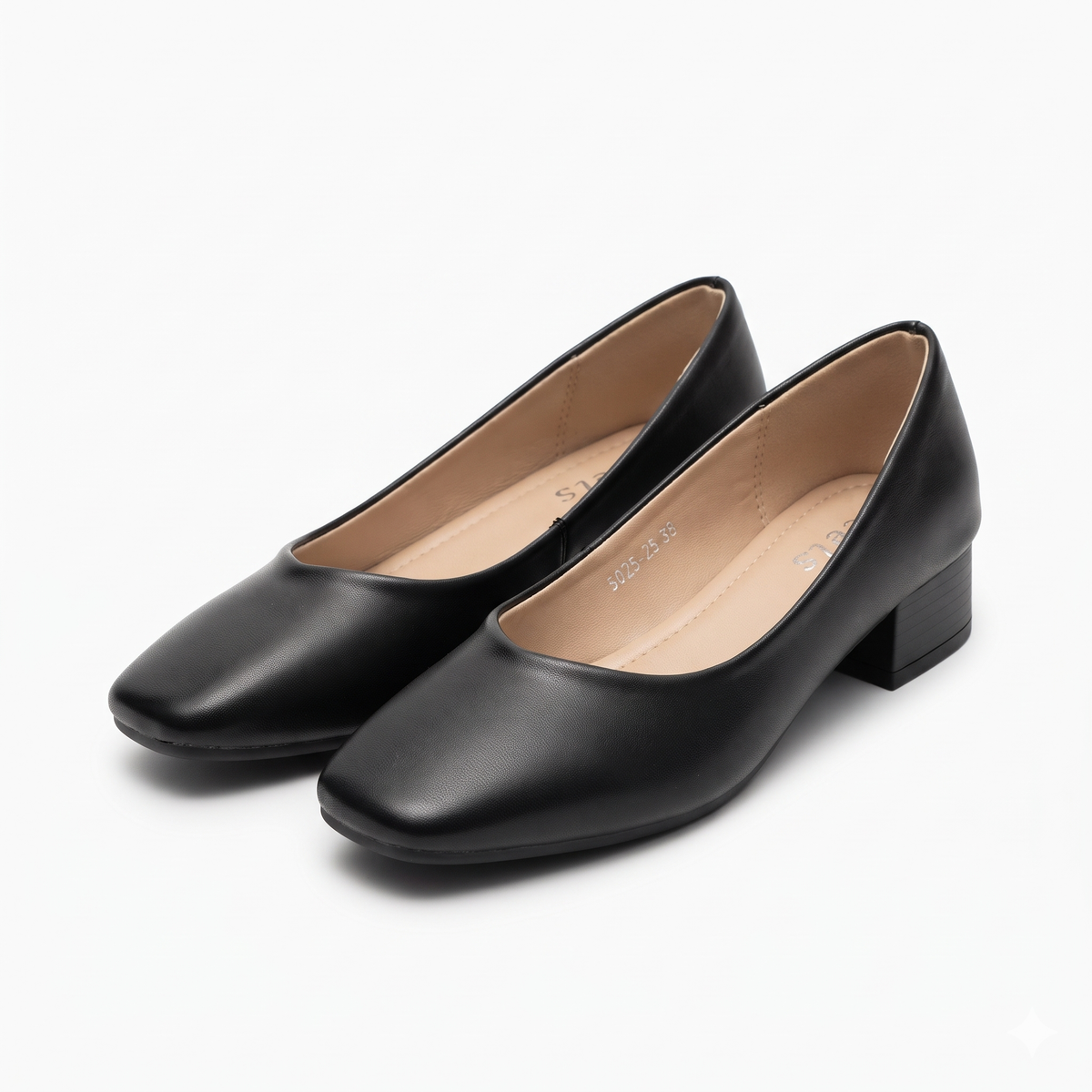 Chloe 2.0 Plain Mid Heel Ballerinas in Black - The Heels India
