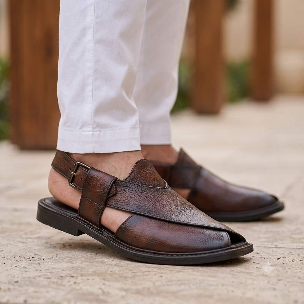 Cesar Leather Ethnic T Cut Peshawari Sandals