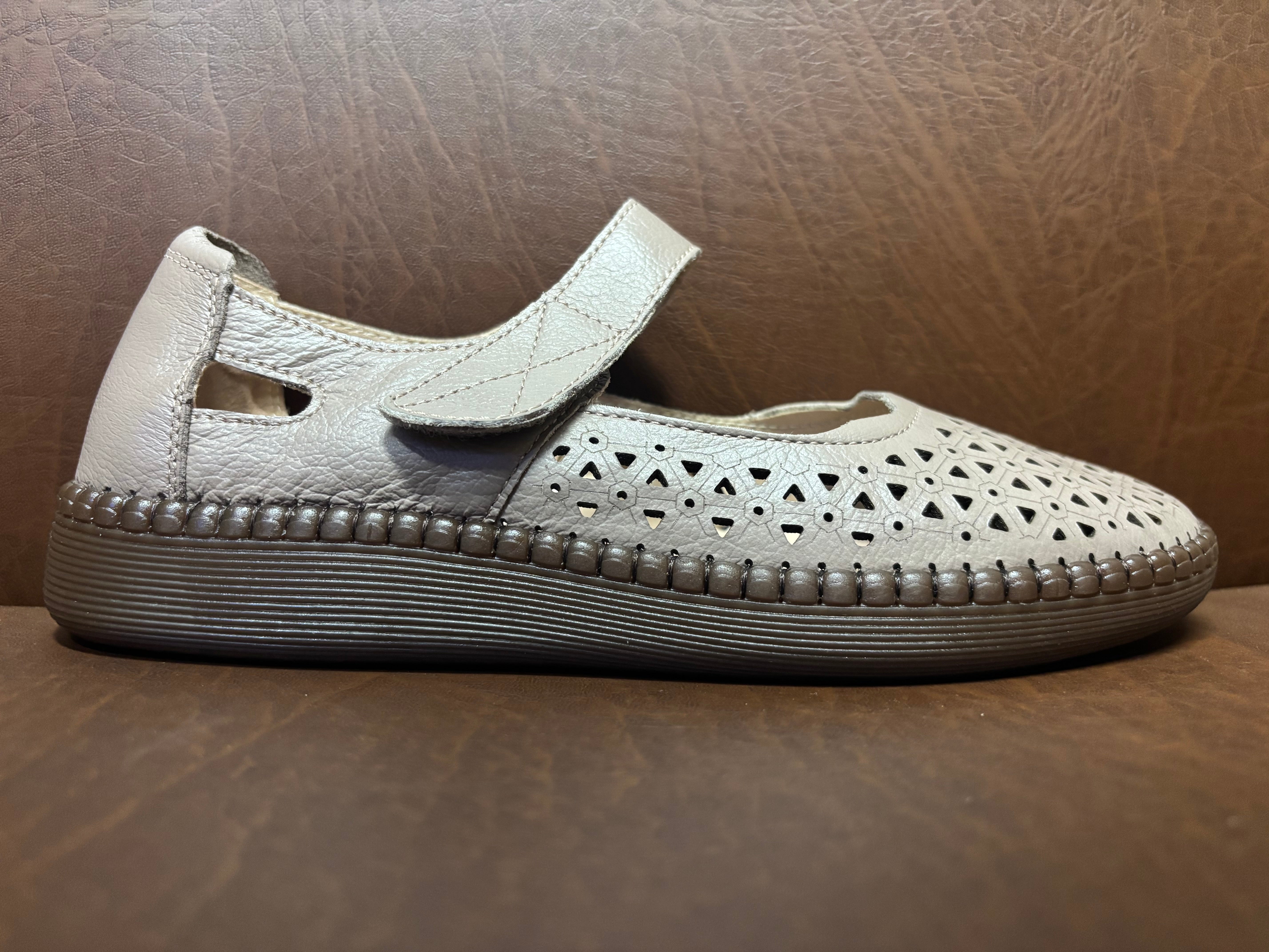 Melissa Leather Velcro Strap Perforated Cushioned Loafers