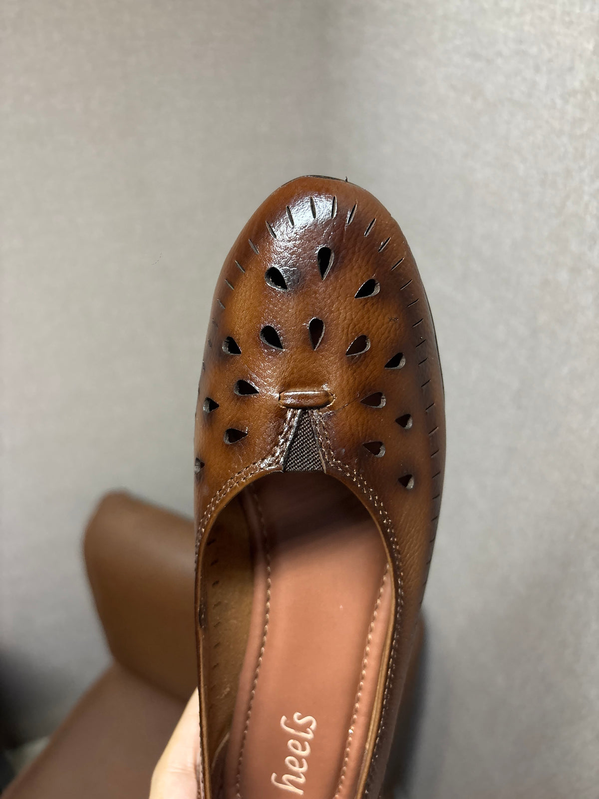 Lynda Perforated Leather Wedge Ballerinas