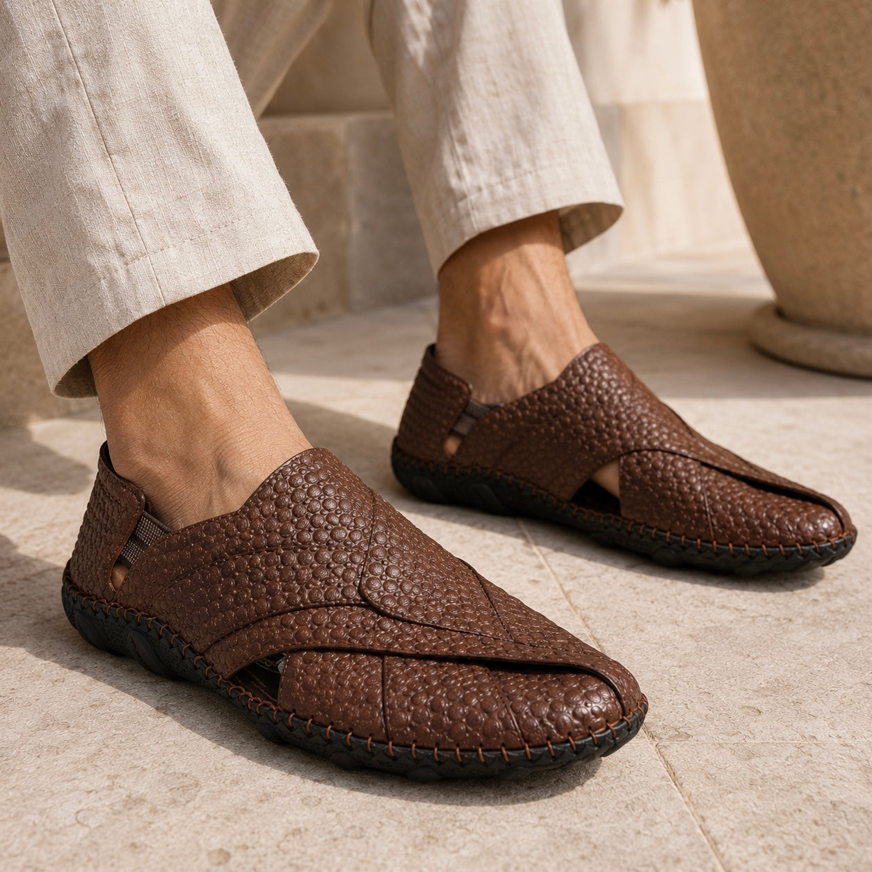 Rayaan Leather Ethnic Cushioned Loafers - The Heels India