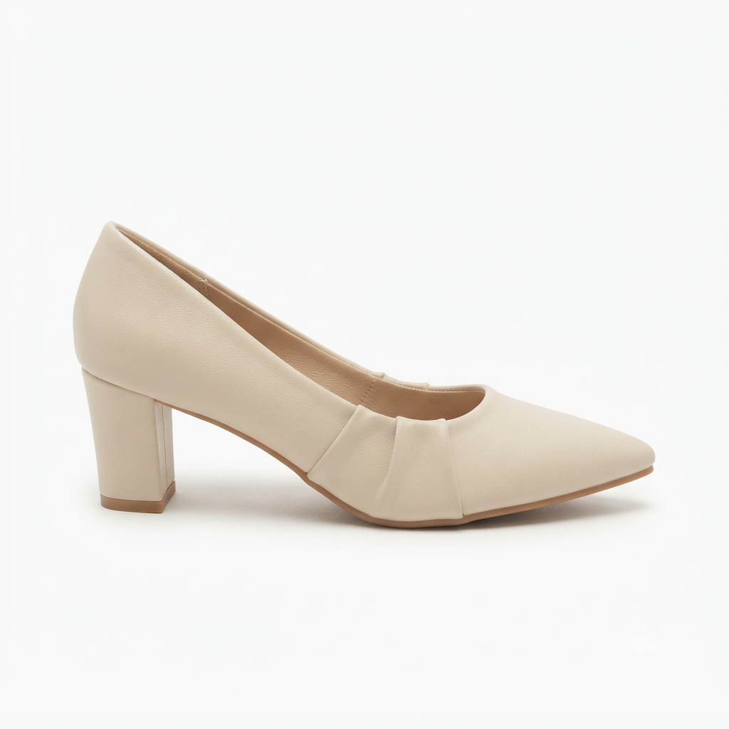 Kylin Swirl Block Heel Pointed Stilettos in Apricot - The Heels India