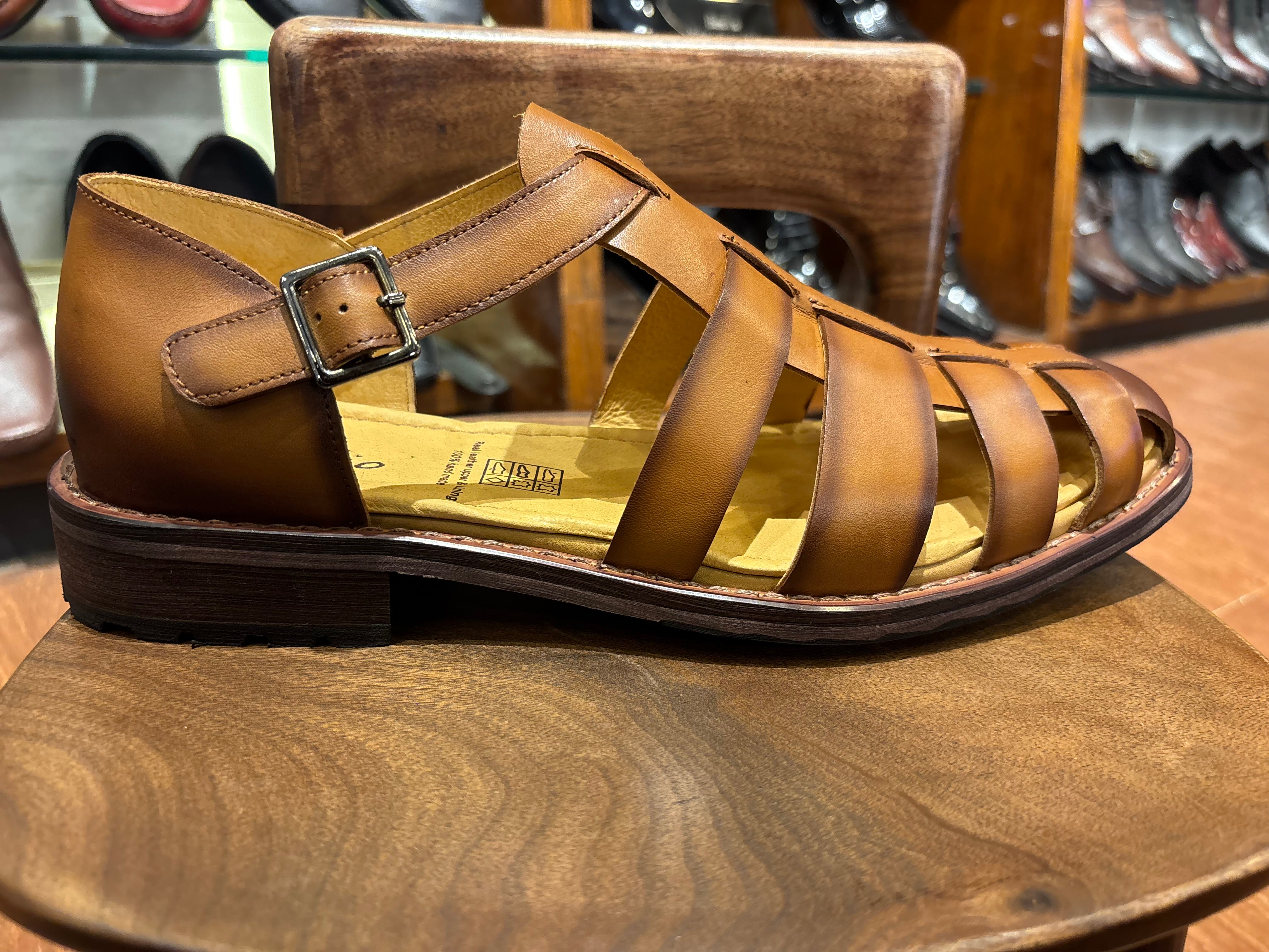 Romano Woven Leather Cage Sandal