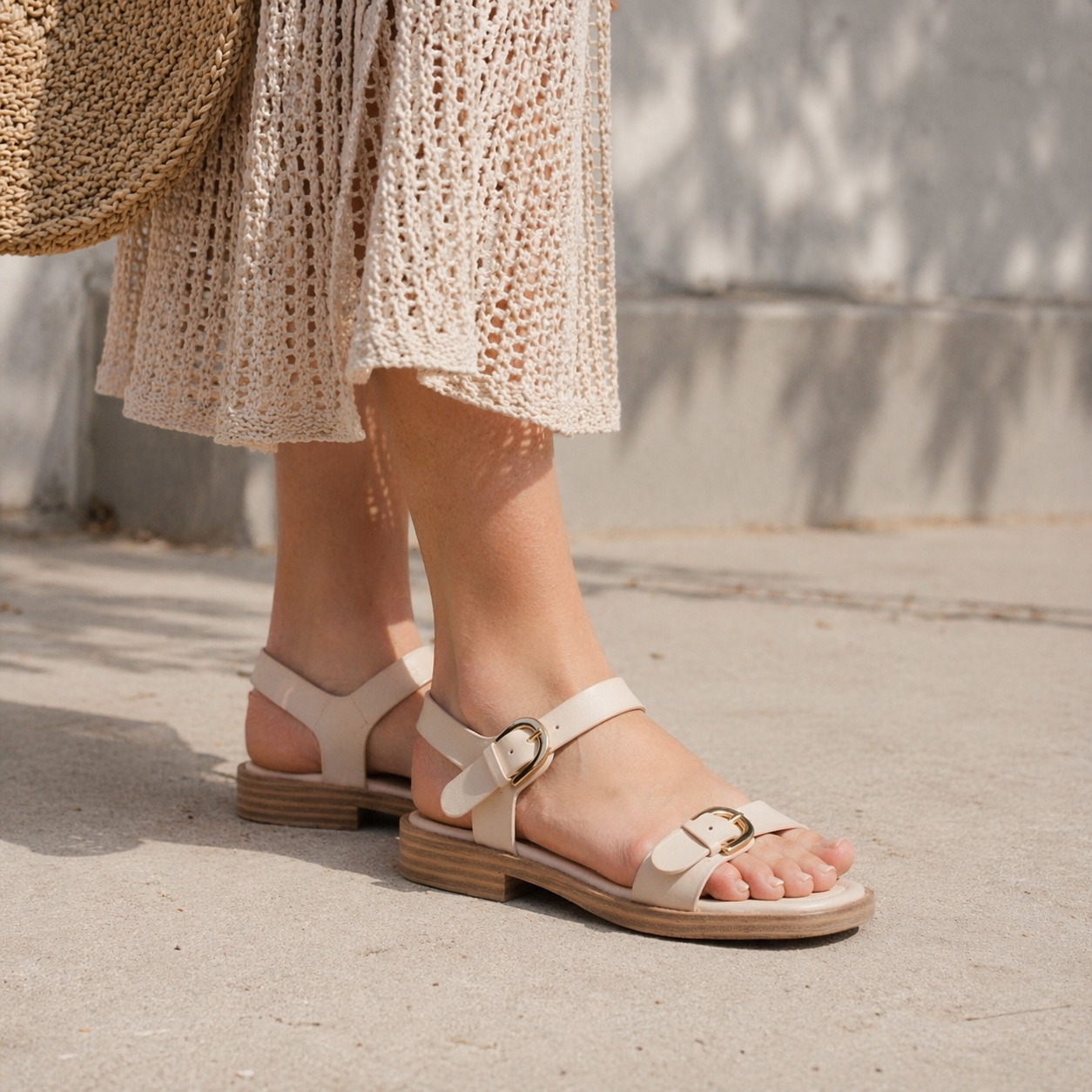 Isla Cushioned Ankle Strap Buckled Sandals