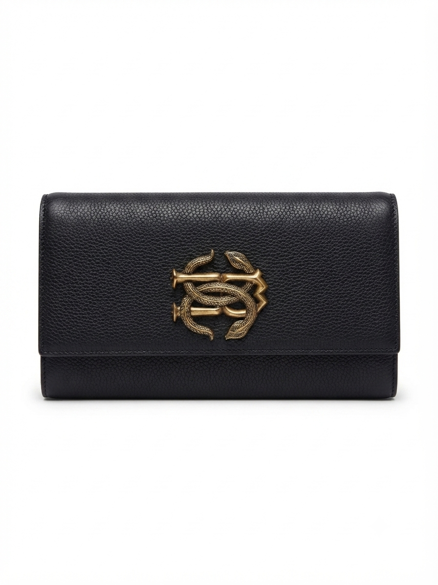 Metallic Snake Buckle Top Flap Sling Bag
