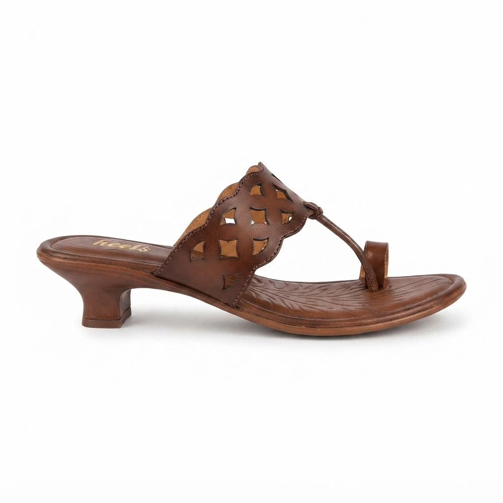 Gabriella Perforated Thumb Strap Kitten Heels