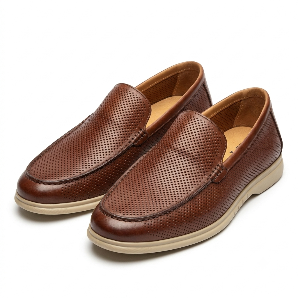 Jude Premium Perforated Leather Slip-On Loafers