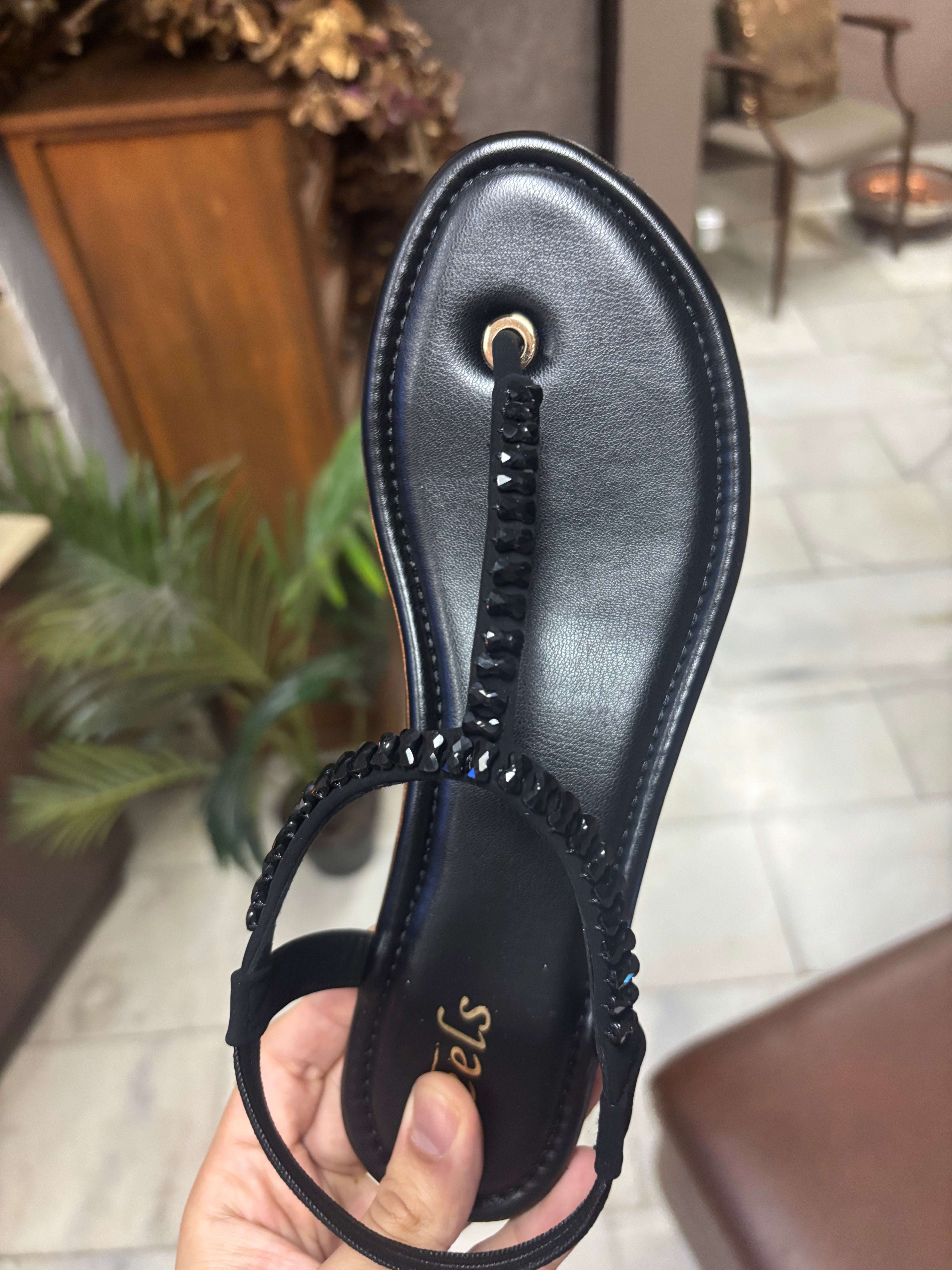 Renessa Embellished Back Elastic Flat Everyday Sandals