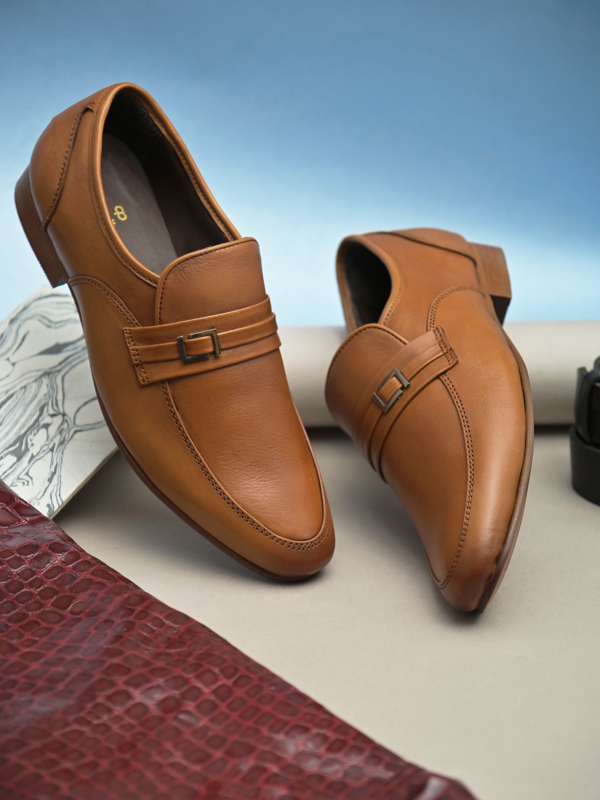 Sebastian Tan Leather Moccasins - The Heels India