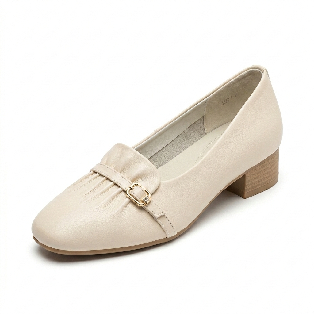 Lisbon Premium Leather Quilted Mid Heel Ballerinas