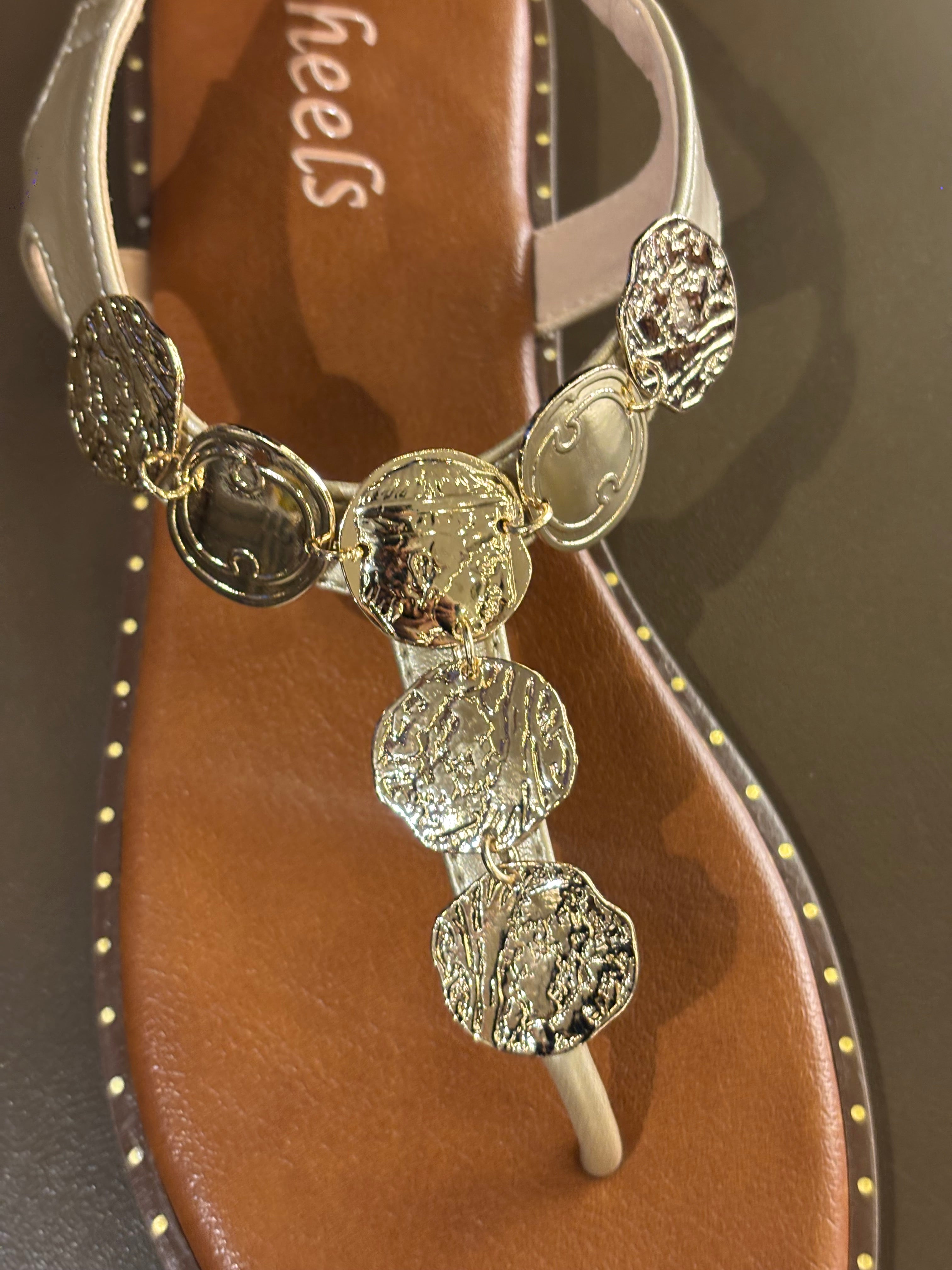 Reba Cushioned Comfort Back Elastic Coin Sandals - The Heels India