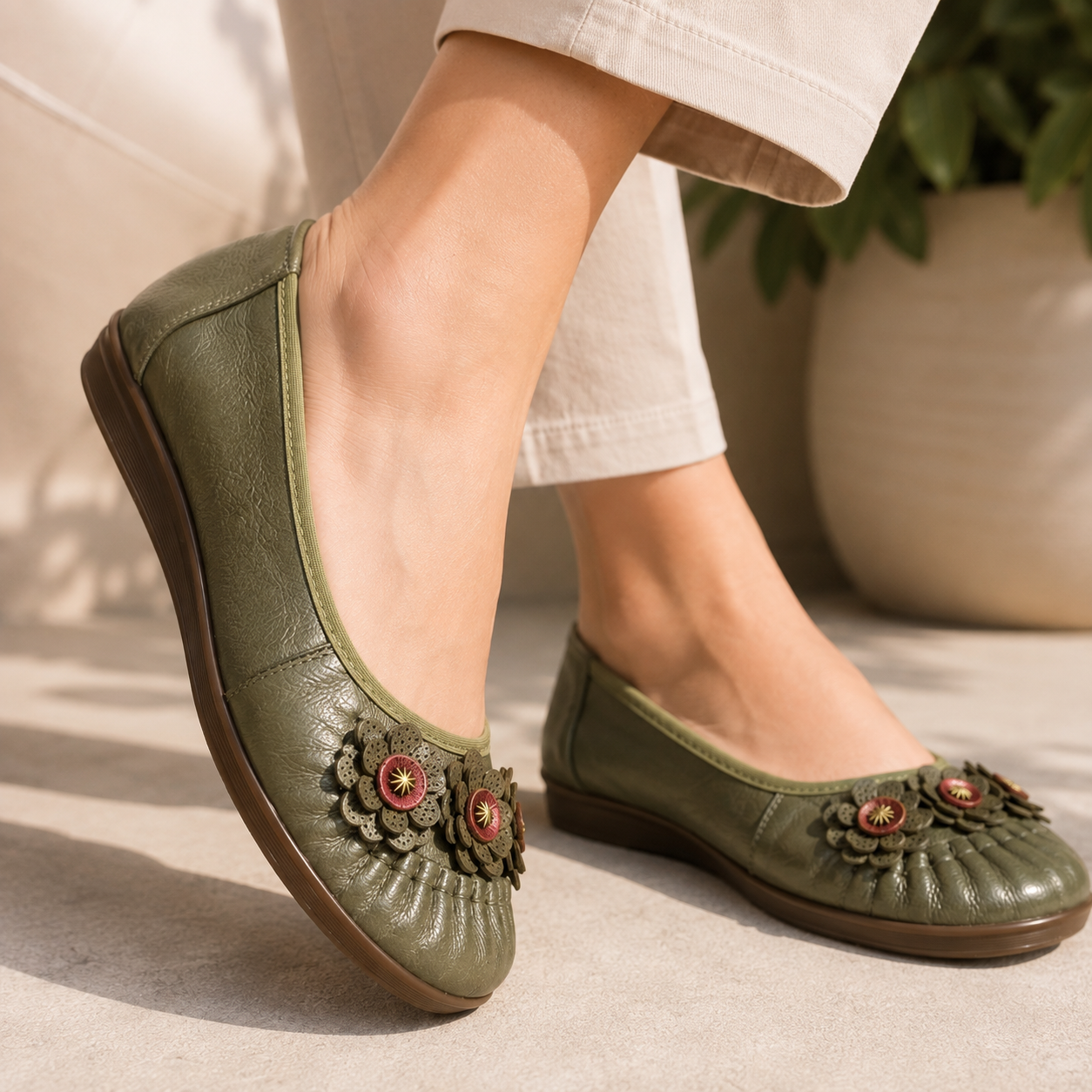 Flora 4.0 Premium Leather Cushioned Ballerinas