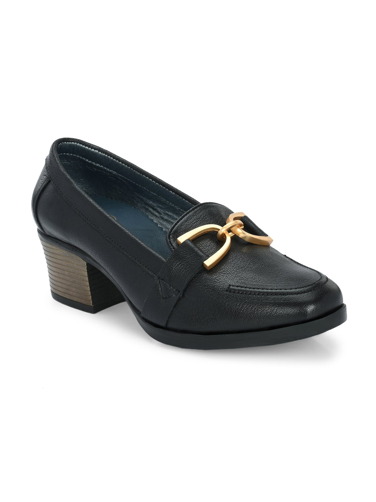 Kelly Leather Buckle Block Heels