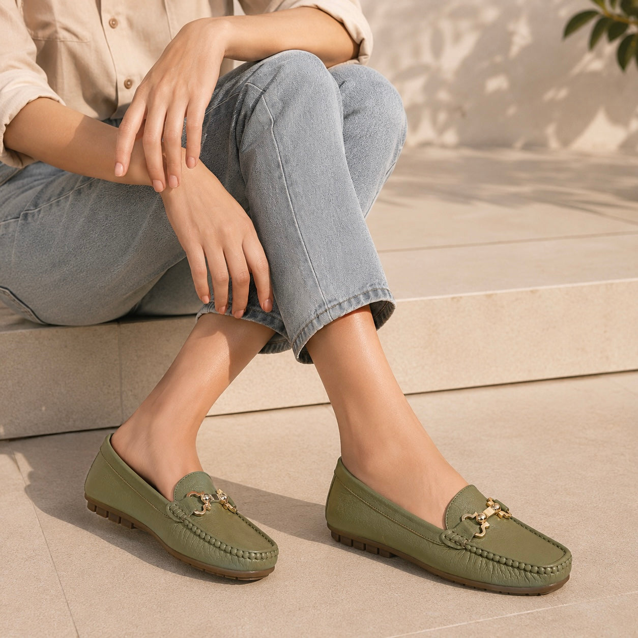 Lexi Cushioned Leather Loafers - The Heels India