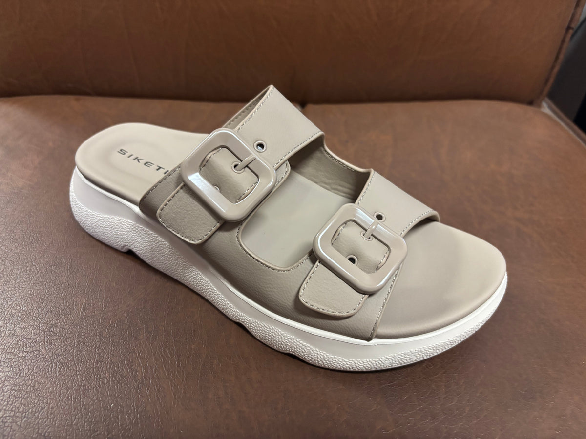 Suzy Lite Comfort Chunky Summer Slippers in Khaki - The Heels India