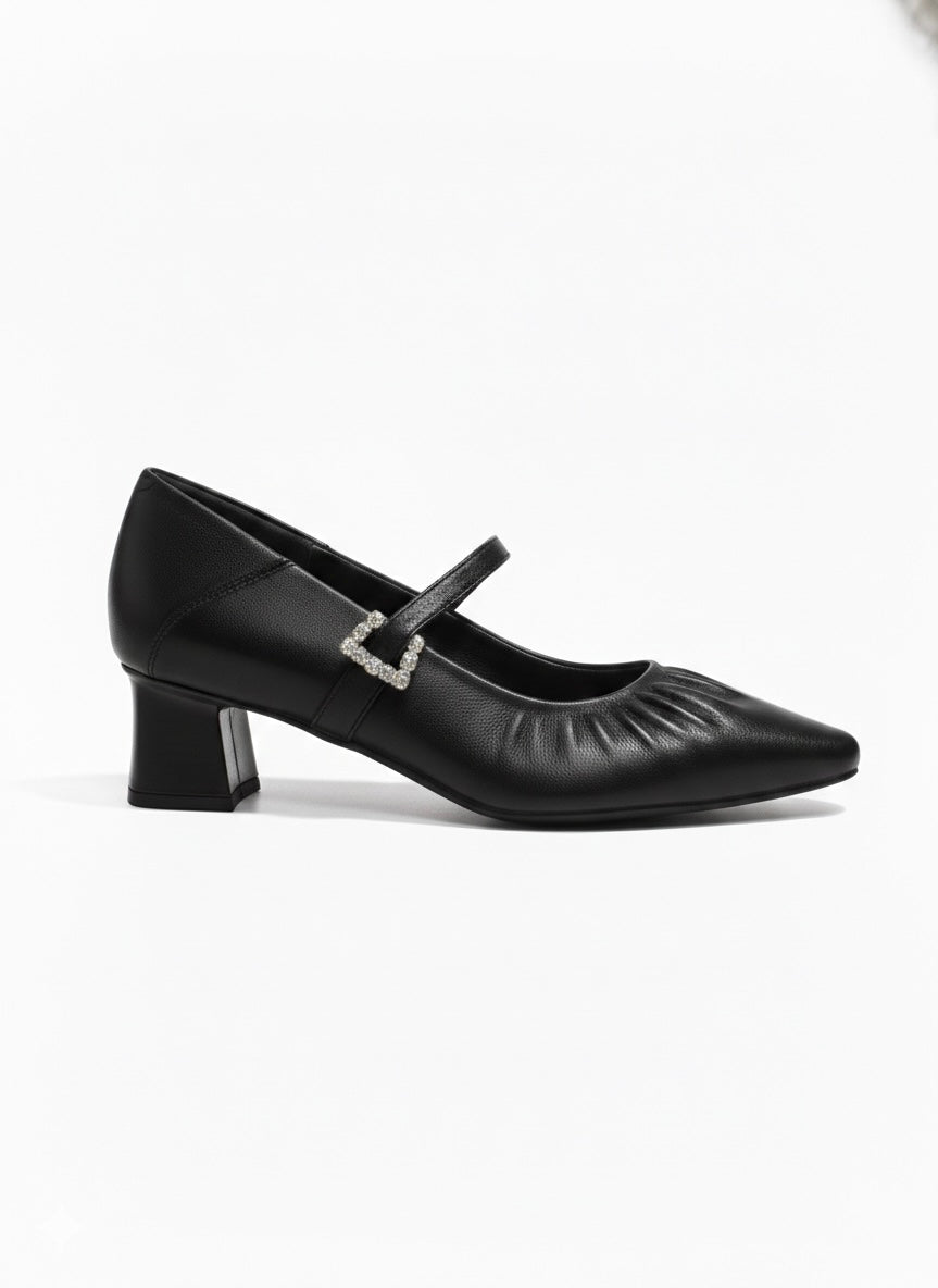 Florence Premium Leather Mary Jane Block Heels