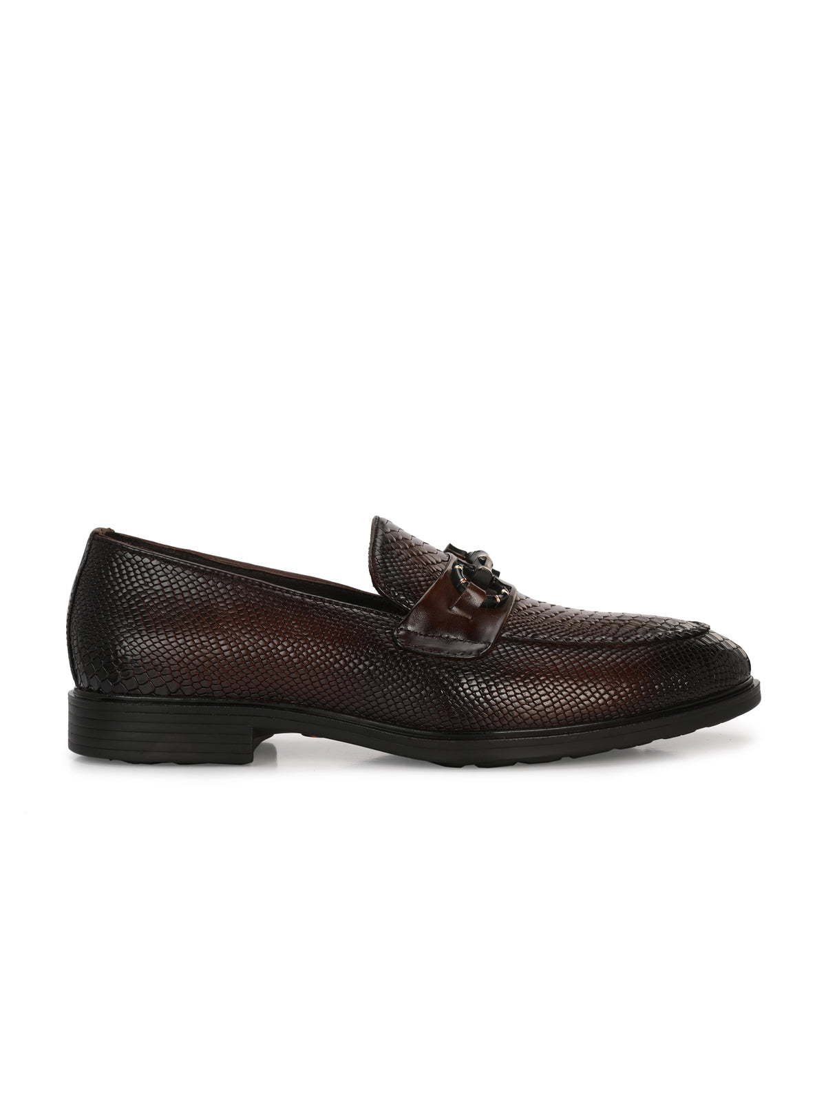 Oliver Textured Leather Buckle Loafers - The Heels India
