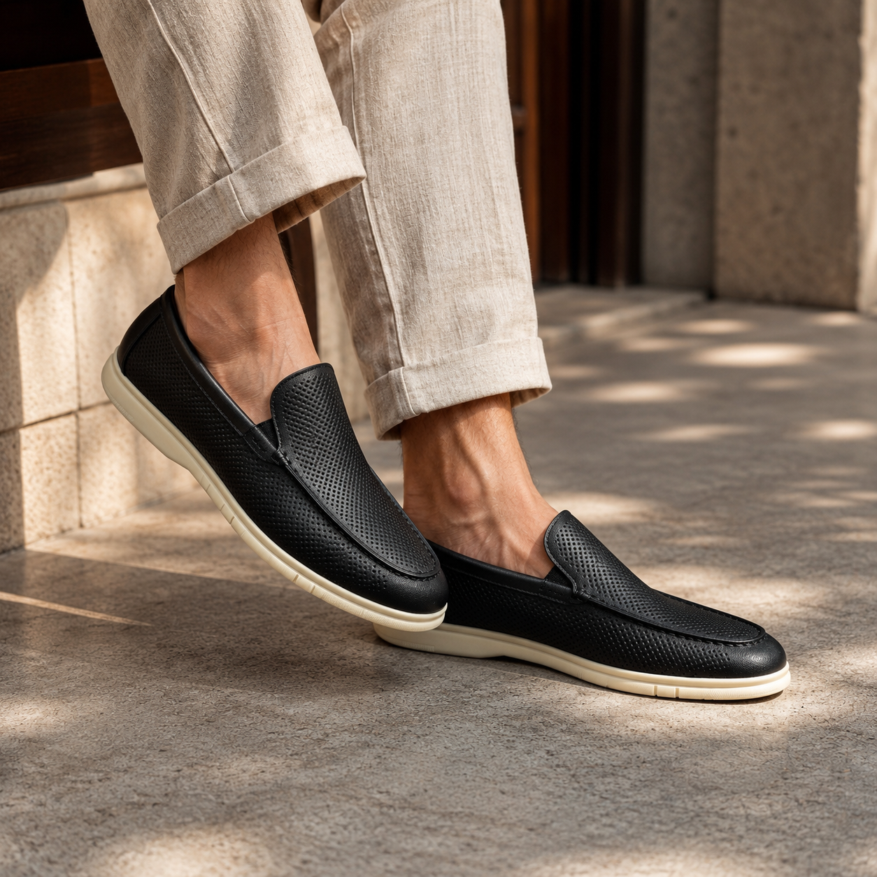 Jude Premium Perforated Leather Slip-On Loafers