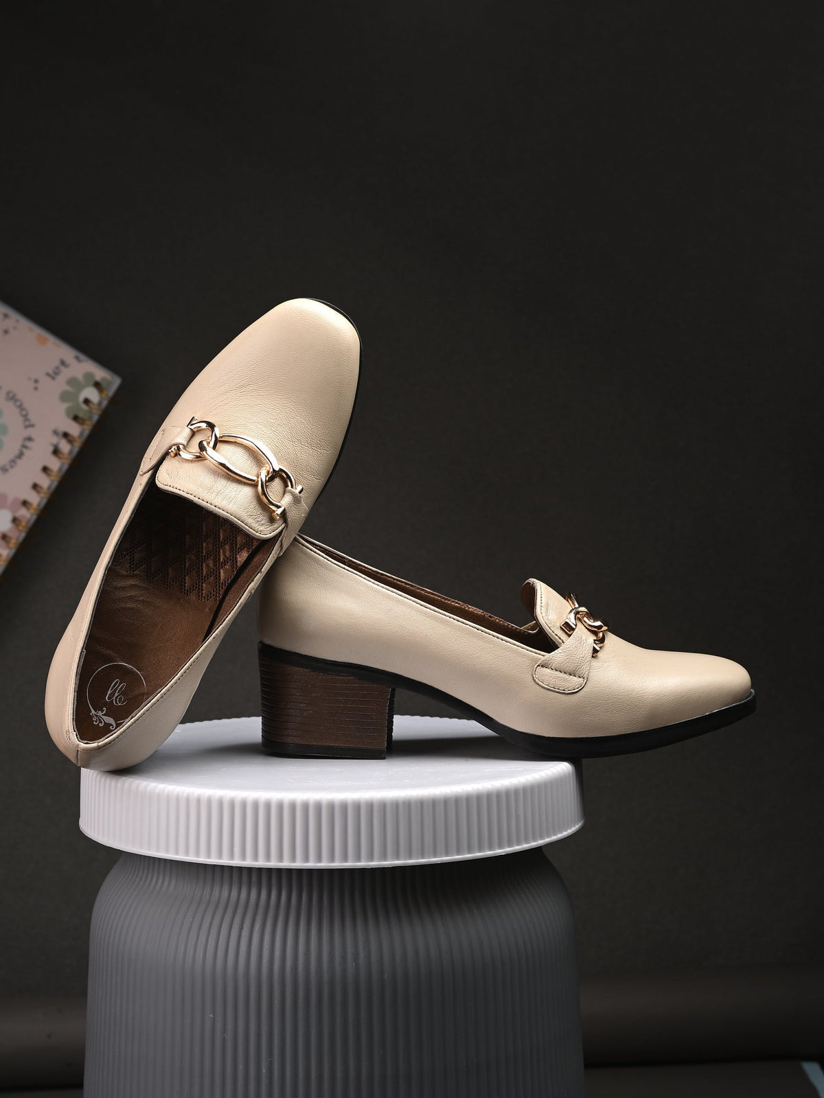 Crete Block Heel Leather Ballerinas