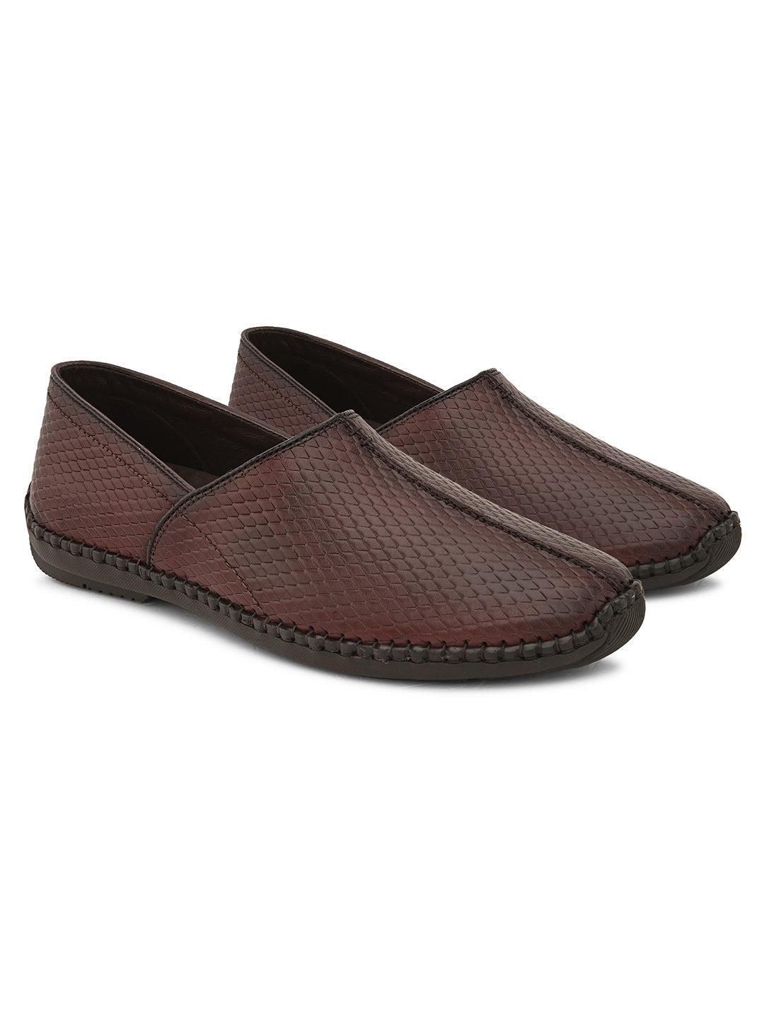 Regent Cherry Leather Mojaris - The Heels India