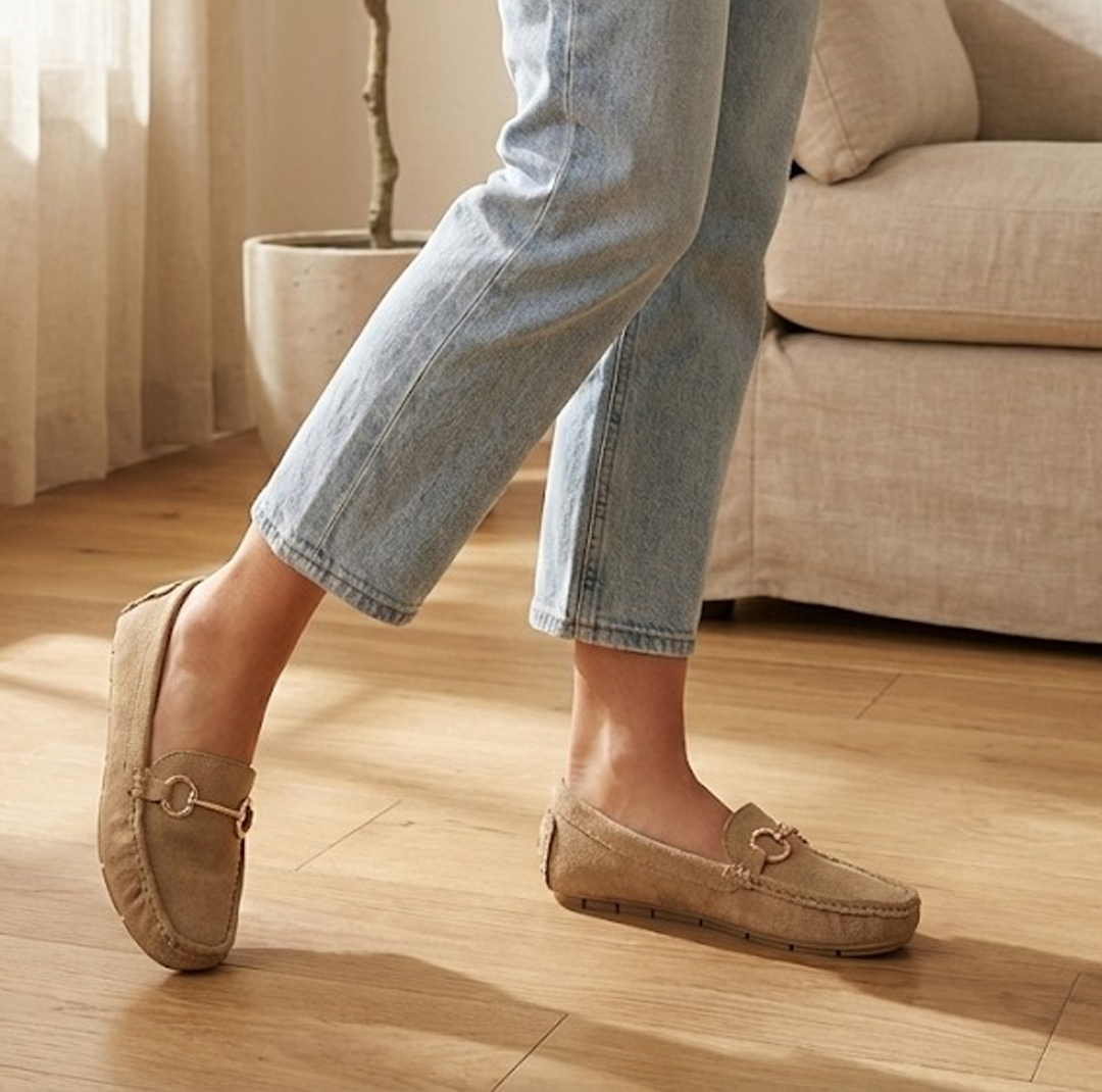 Olivia Suede Buckled Winter Loafers - The Heels India