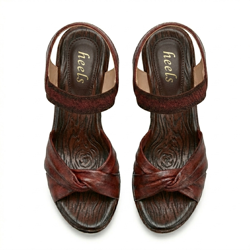 Renard Leather Soft Napa Cross Wedge Heel Sandals