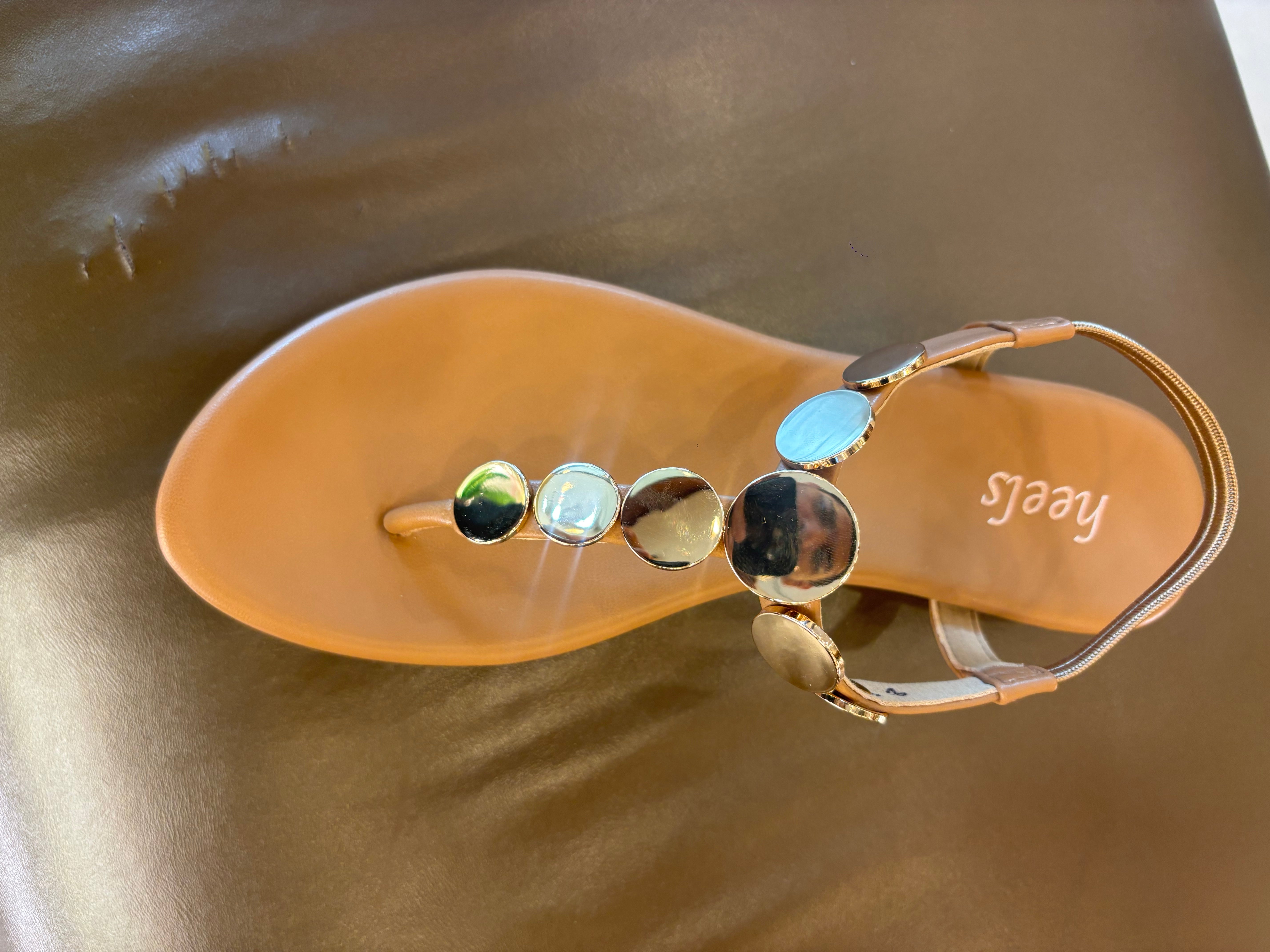 Erica Metallic Sphere Back Elastic Wedge Sandals - The Heels India