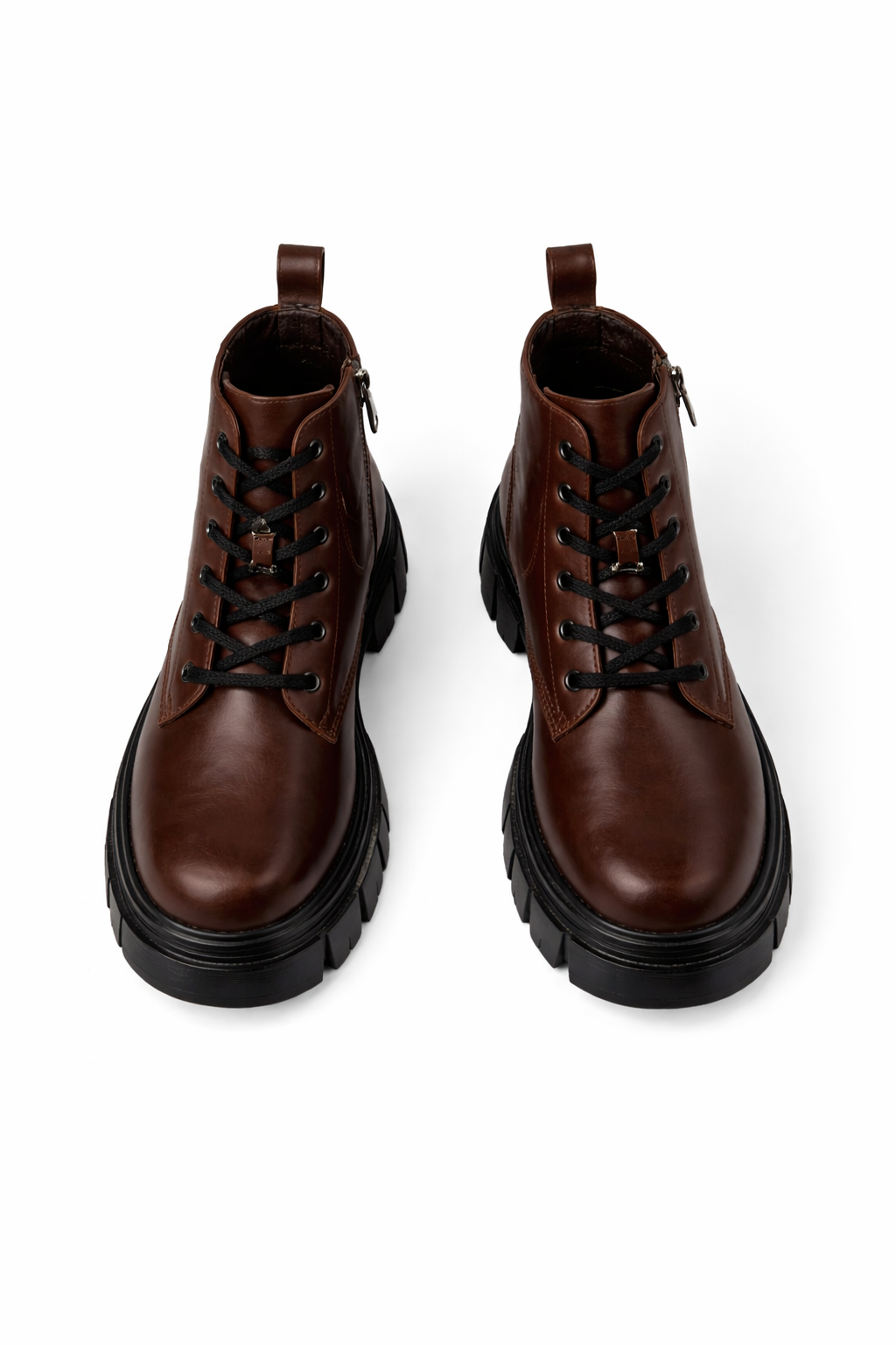 Marcia Chunky Vegan Leather Lace Up Derby Boots