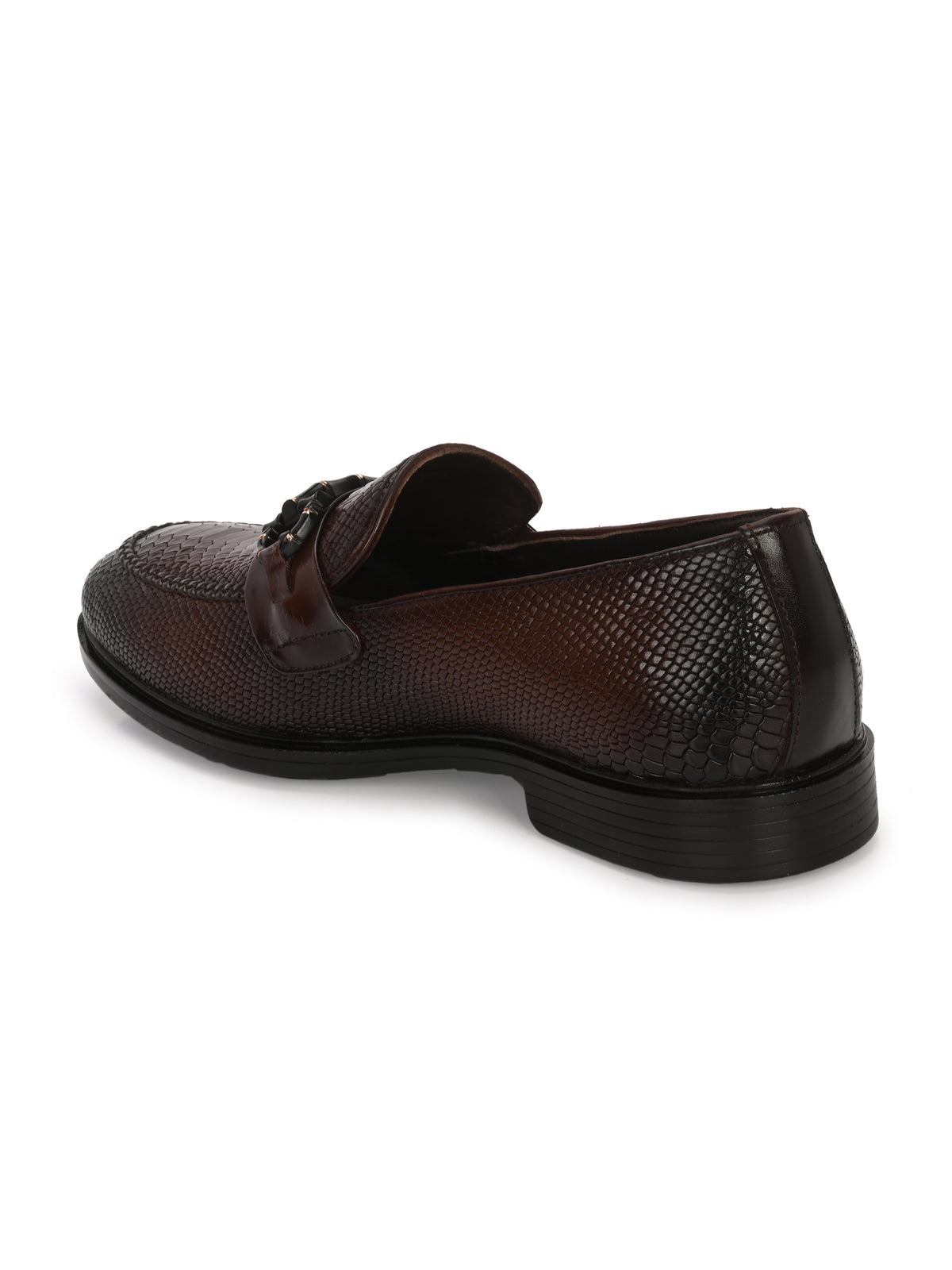 Oliver Textured Leather Buckle Loafers - The Heels India