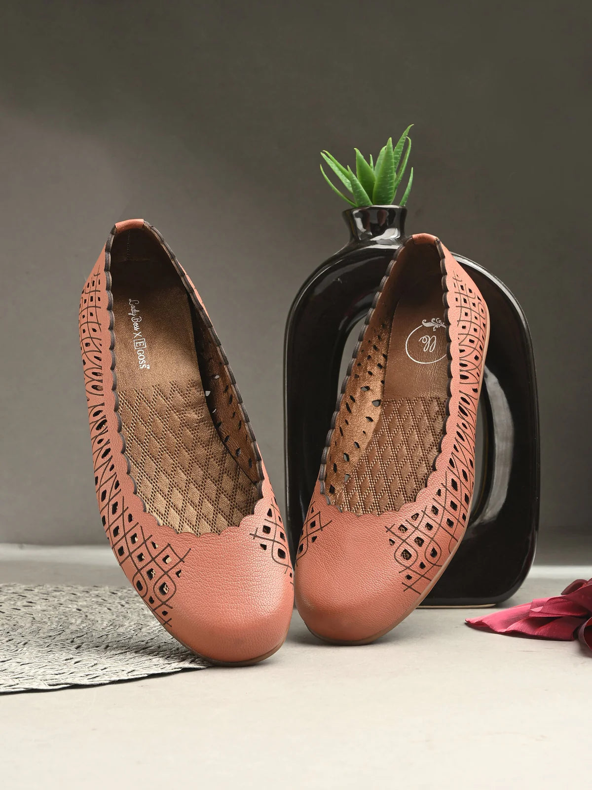 Keisha Perforated Cushioned Leather Ballerinas