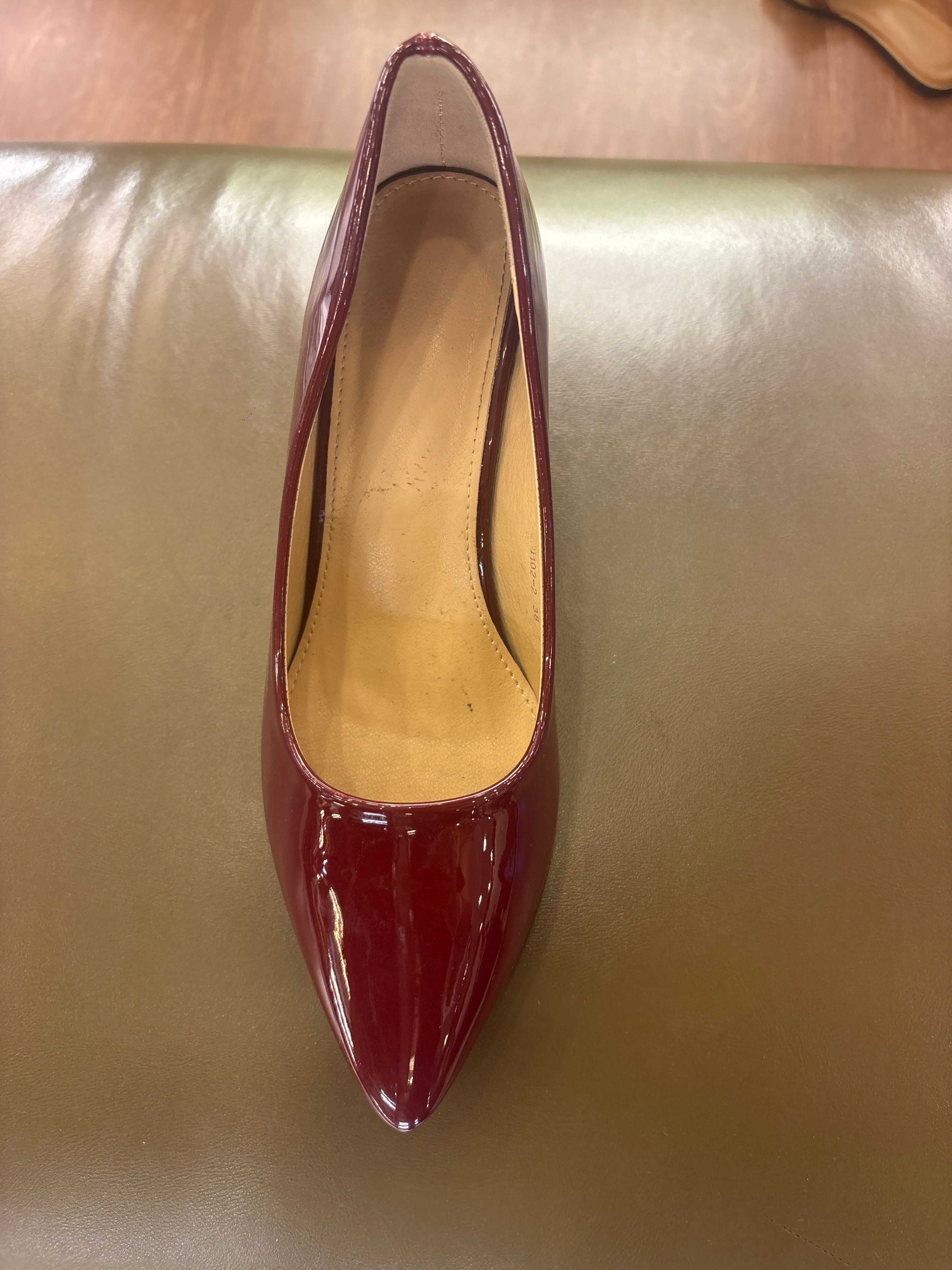 Nuvina Patent Block Heel Stilettoes