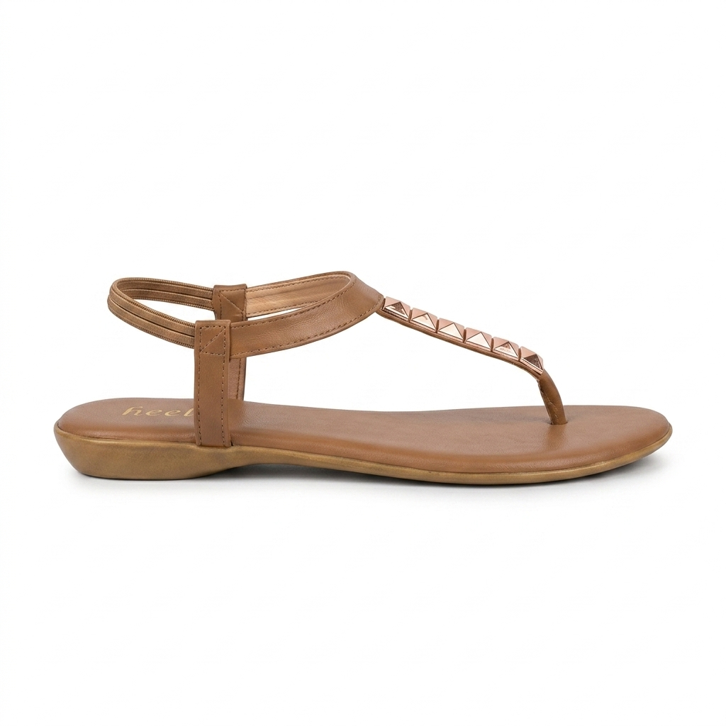 Celine Buckled Comfort Back Elastic Flat Sandals