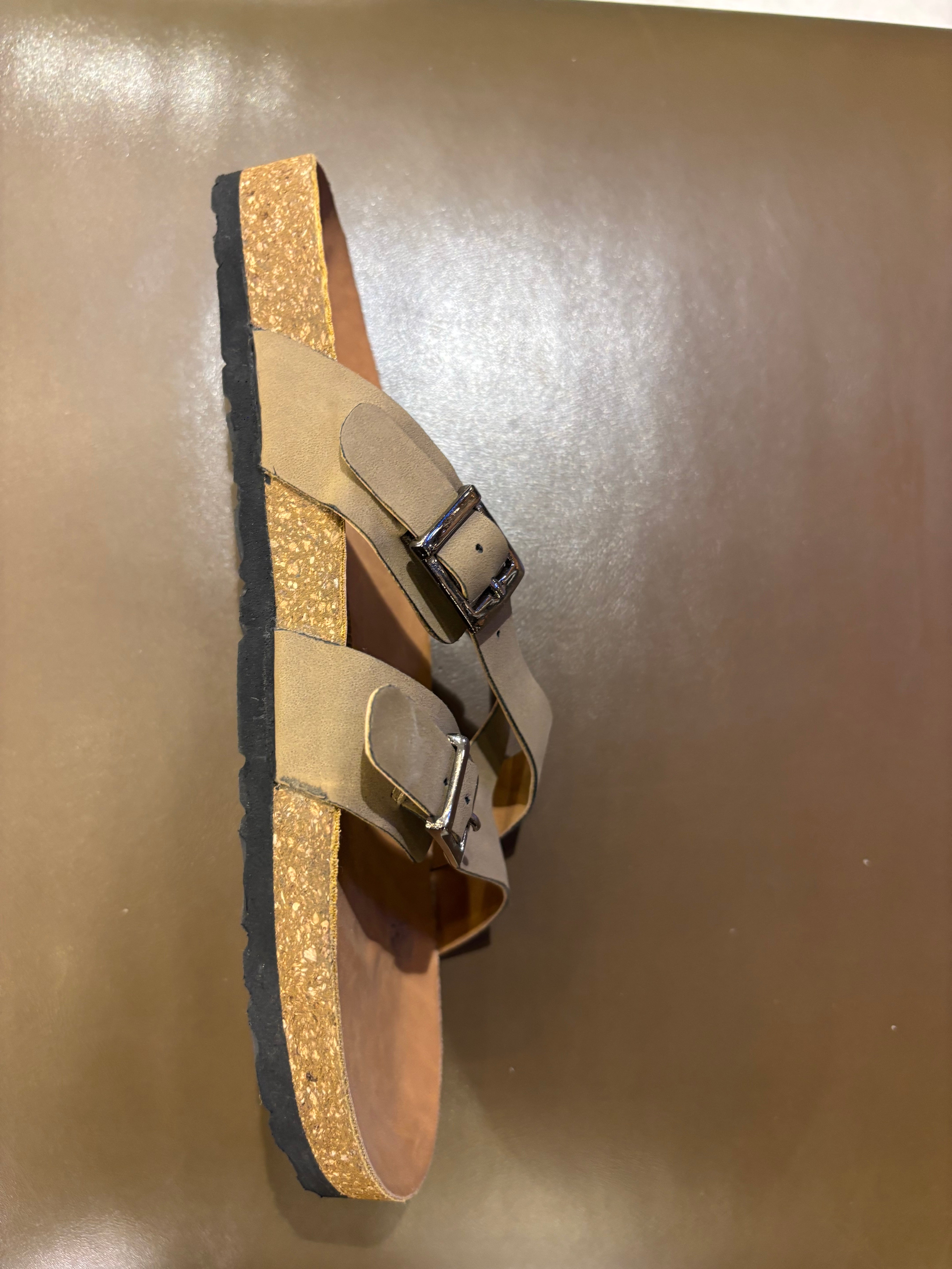Cherie Buckle Strap Cork Summer Sliders