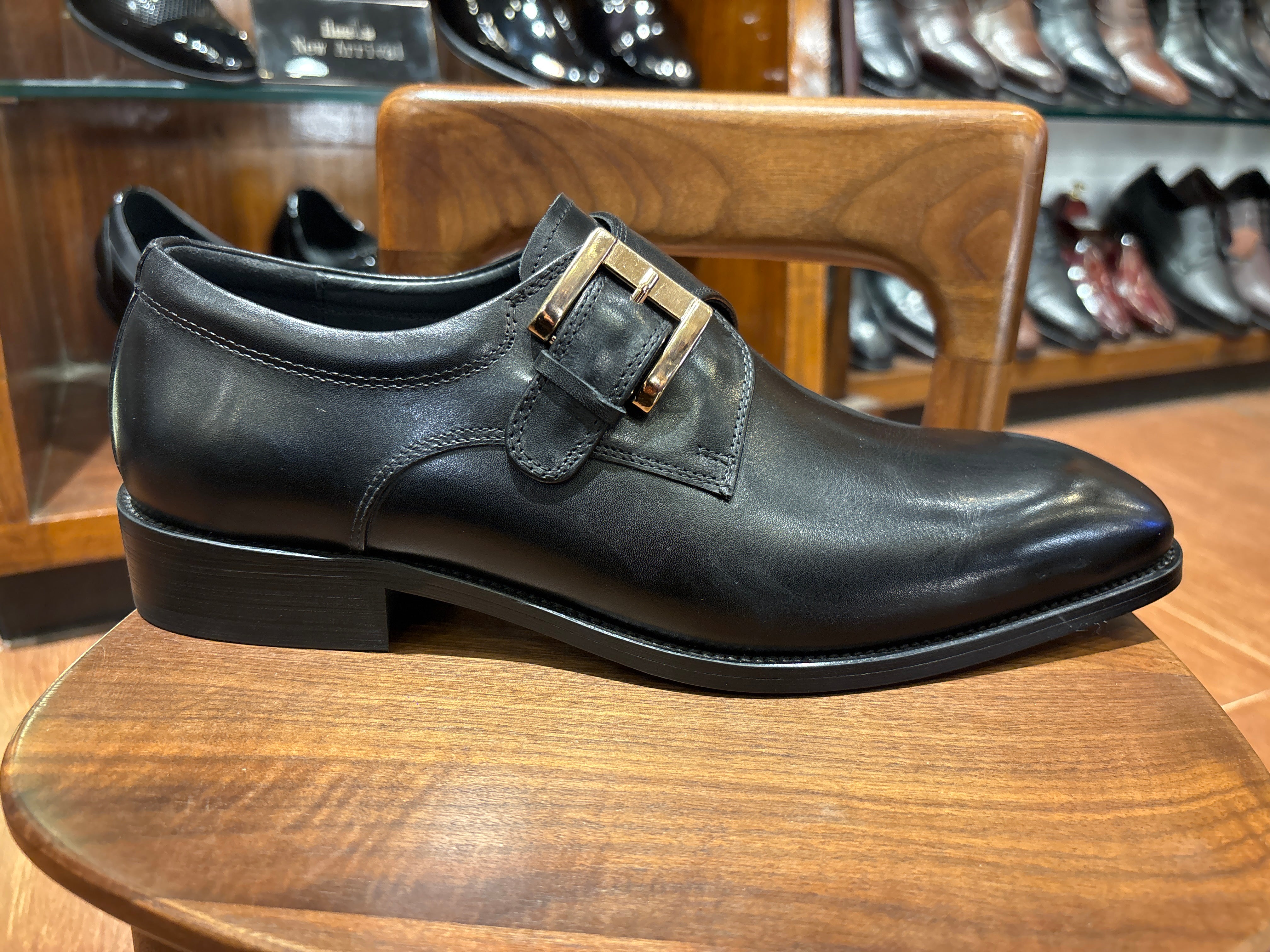 Lorelei Buckle Leather Monk Strap Black - The Heels India