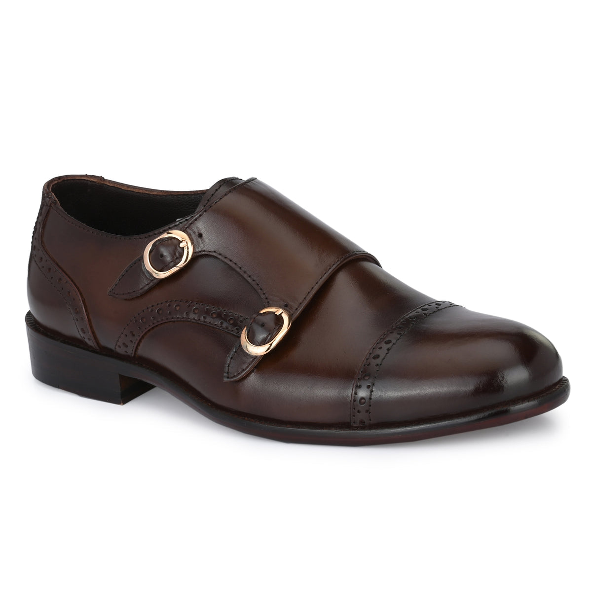 Clayton Brown Leather Double Monks