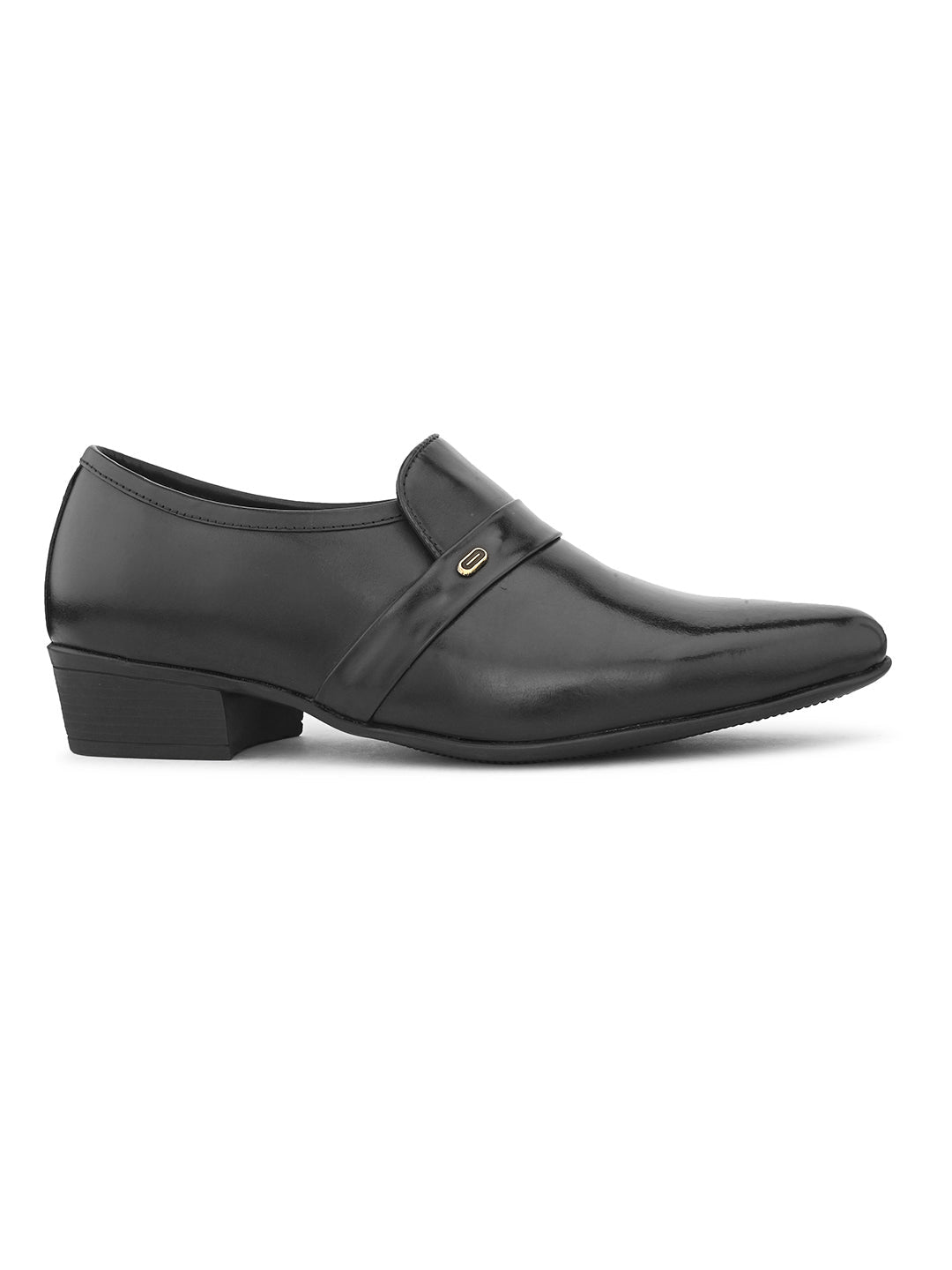 Benjamin Cuban Heel Black Leather Mocassins - The Heels India