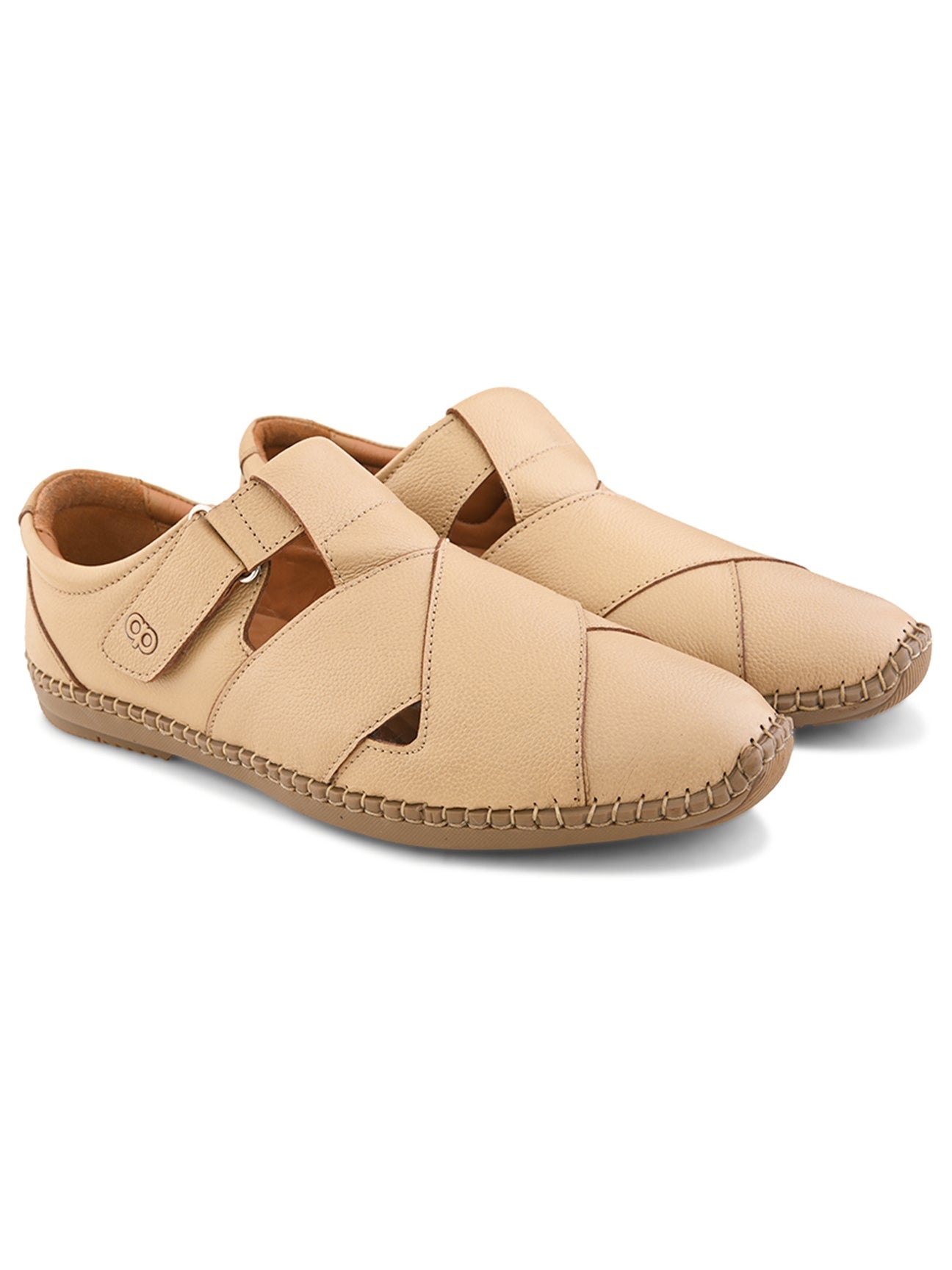 Monarch Beige Leather Sandals - The Heels India
