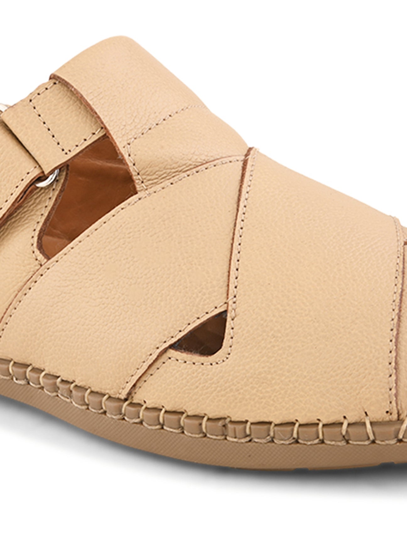 Monarch Beige Leather Sandals - The Heels India