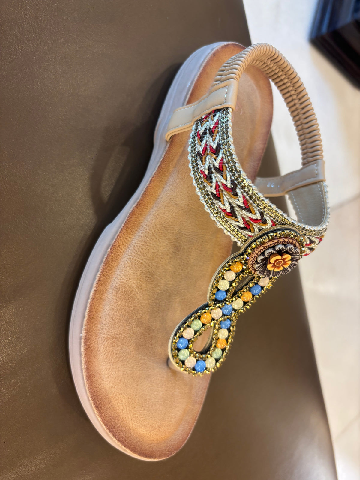 Rosaira Cushioned Embellished Back Elastic Sandals